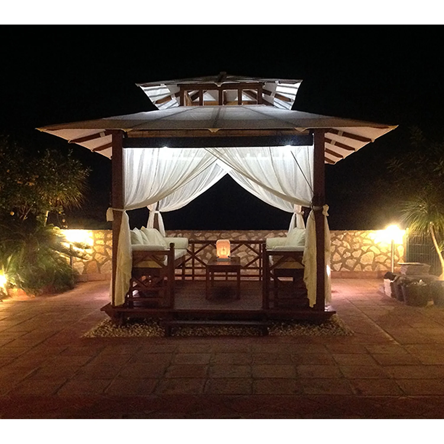 Exaco | 10x10 Ft Exquisite Handcrafted Solid Wood Gazebo With Canopy, Coffee Table and Benches From Bali Indonesia - Image 9