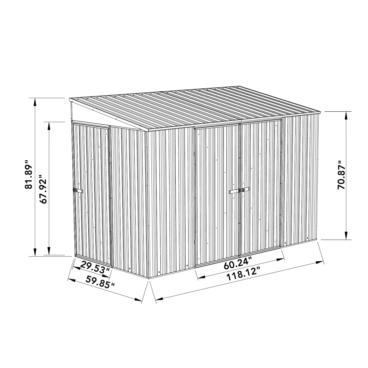 Absco | 10x5 ft Lean To Metal Bike Shed - Image 18