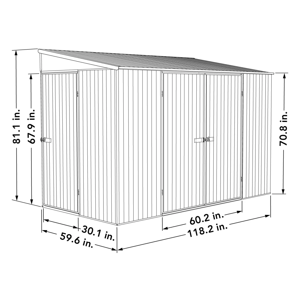 Absco | 10x5 ft Lean To Metal Bike Shed - Image 29