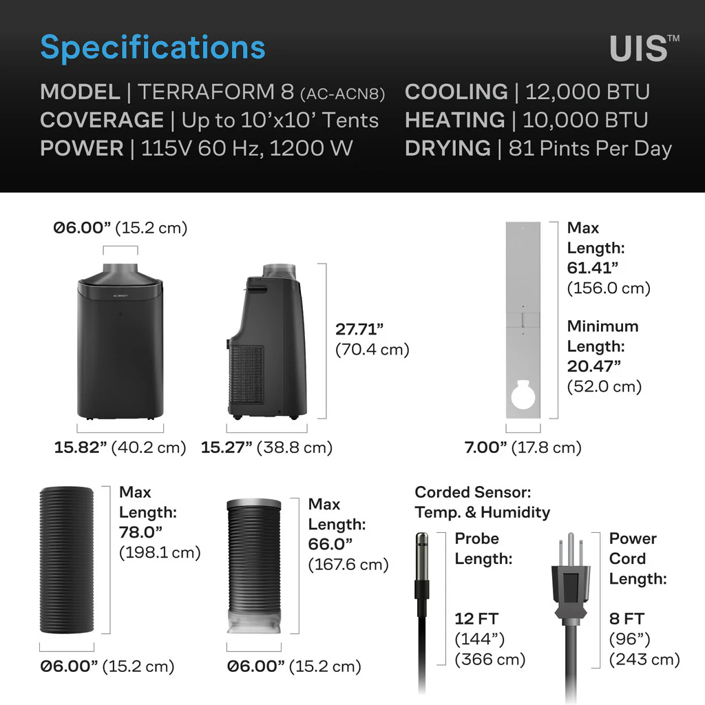 AC Infinity I TERRAFORM Series - Professional All-In-One Climate Control A/C - One-Duct Auto Switching - Image 7