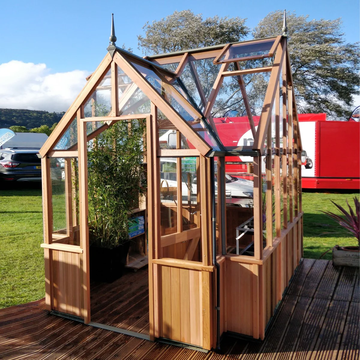 Alton | Cambridge Porch Victorian Half Board Cedar Orangery Greenhouse With 3mm Tempered Glass Glazing - 9 ft. 10 in. Wide - Image 23
