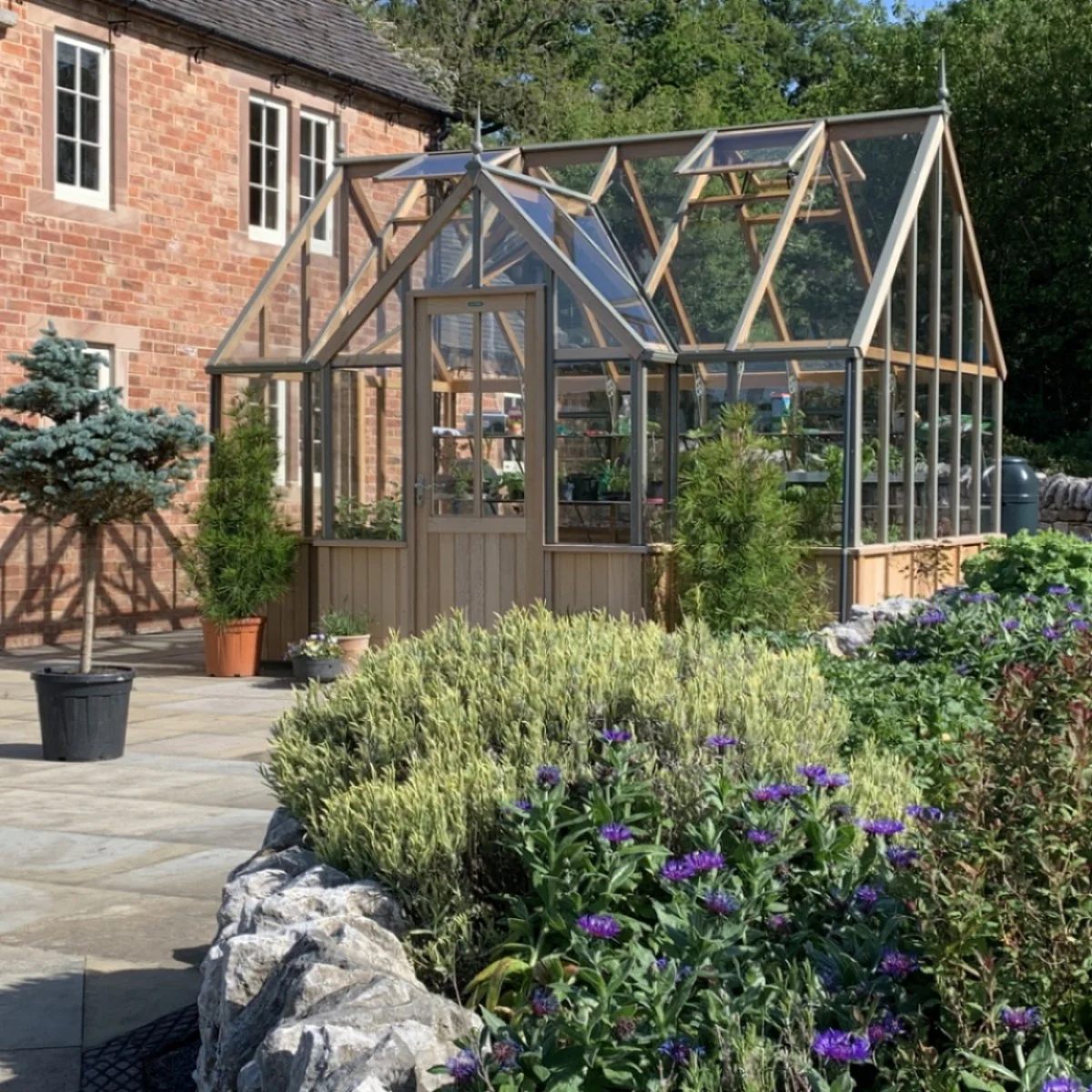 Alton | Cambridge Porch Victorian Half Board Cedar Orangery Greenhouse With 3mm Tempered Glass Glazing - 9 ft. 10 in. Wide - Image 27