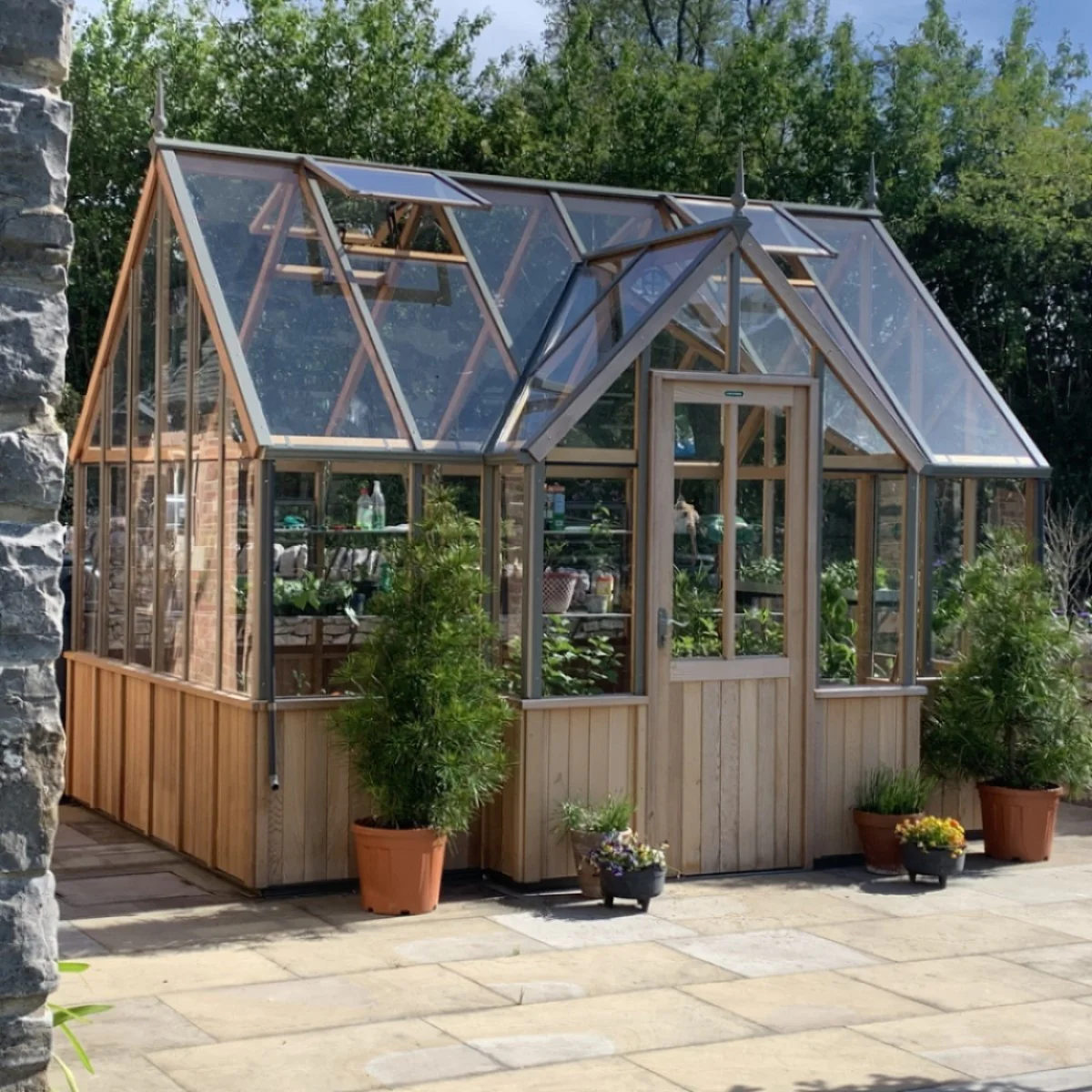 Alton | Cambridge Porch Victorian Half Board Cedar Orangery Greenhouse With 3mm Tempered Glass Glazing - 9 ft. 10 in. Wide - Image 28