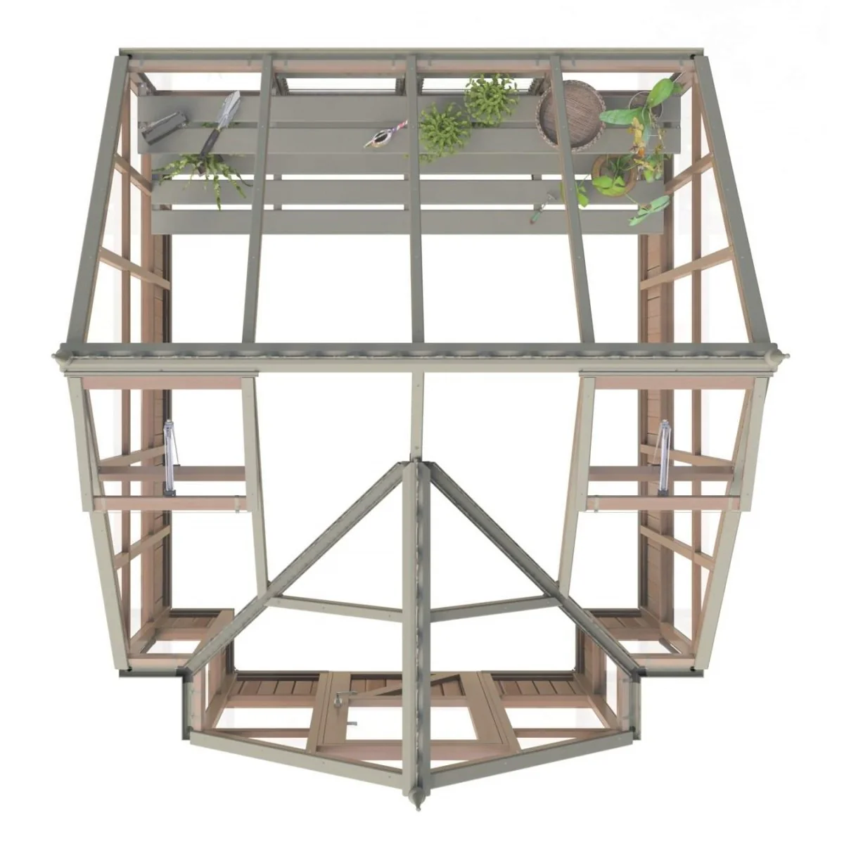 Alton | Cambridge Porch Victorian Half Board Cedar Orangery Greenhouse With 3mm Tempered Glass Glazing - 9 ft. 10 in. Wide - Image 3