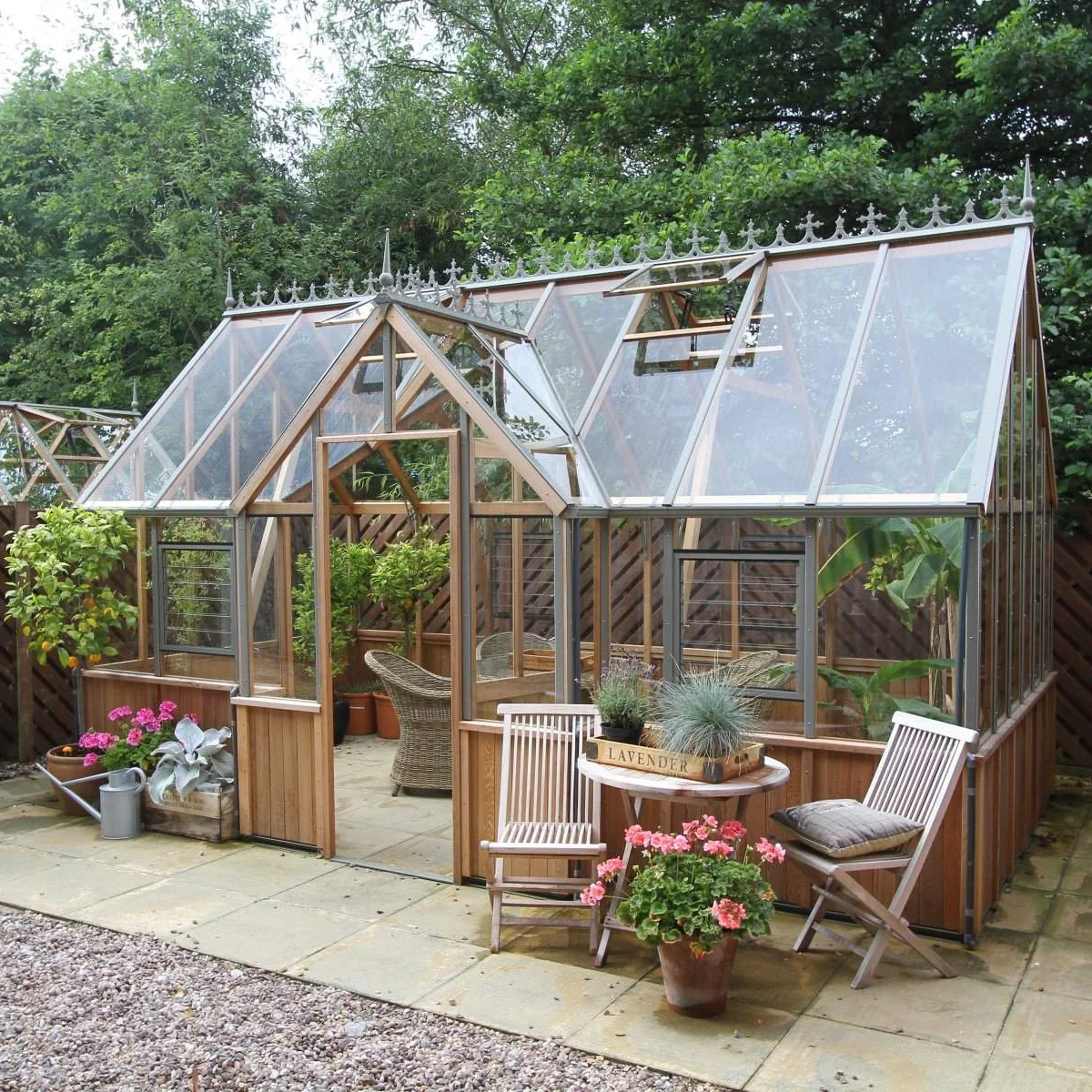 Alton | Cambridge Porch Victorian Half Board Cedar Orangery Greenhouse With 3mm Tempered Glass Glazing - 9 ft. 10 in. Wide - Image 34