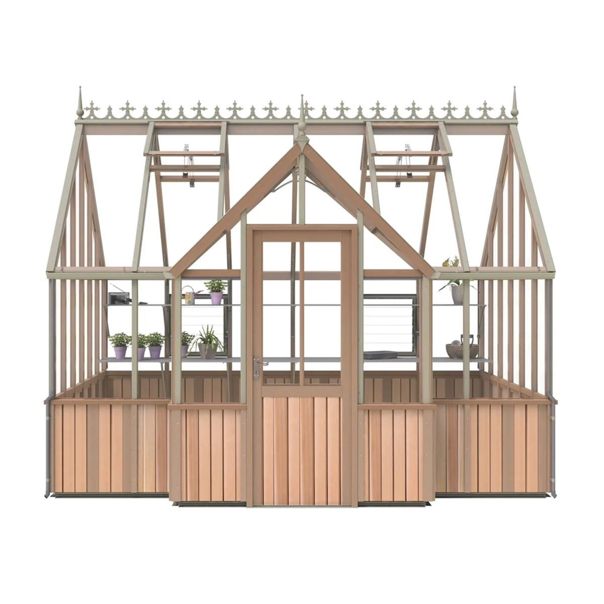 Alton | Cambridge Porch Victorian Half Board Cedar Orangery Greenhouse With 3mm Tempered Glass Glazing - 9 ft. 10 in. Wide - Image 36