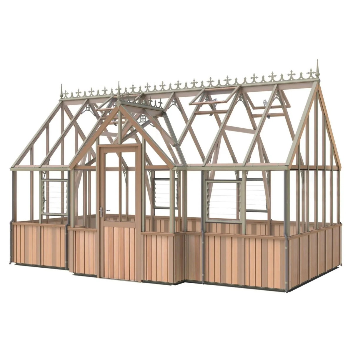 Alton | Cambridge Porch Victorian Half Board Cedar Orangery Greenhouse With 3mm Tempered Glass Glazing - 9 ft. 10 in. Wide - Image 38