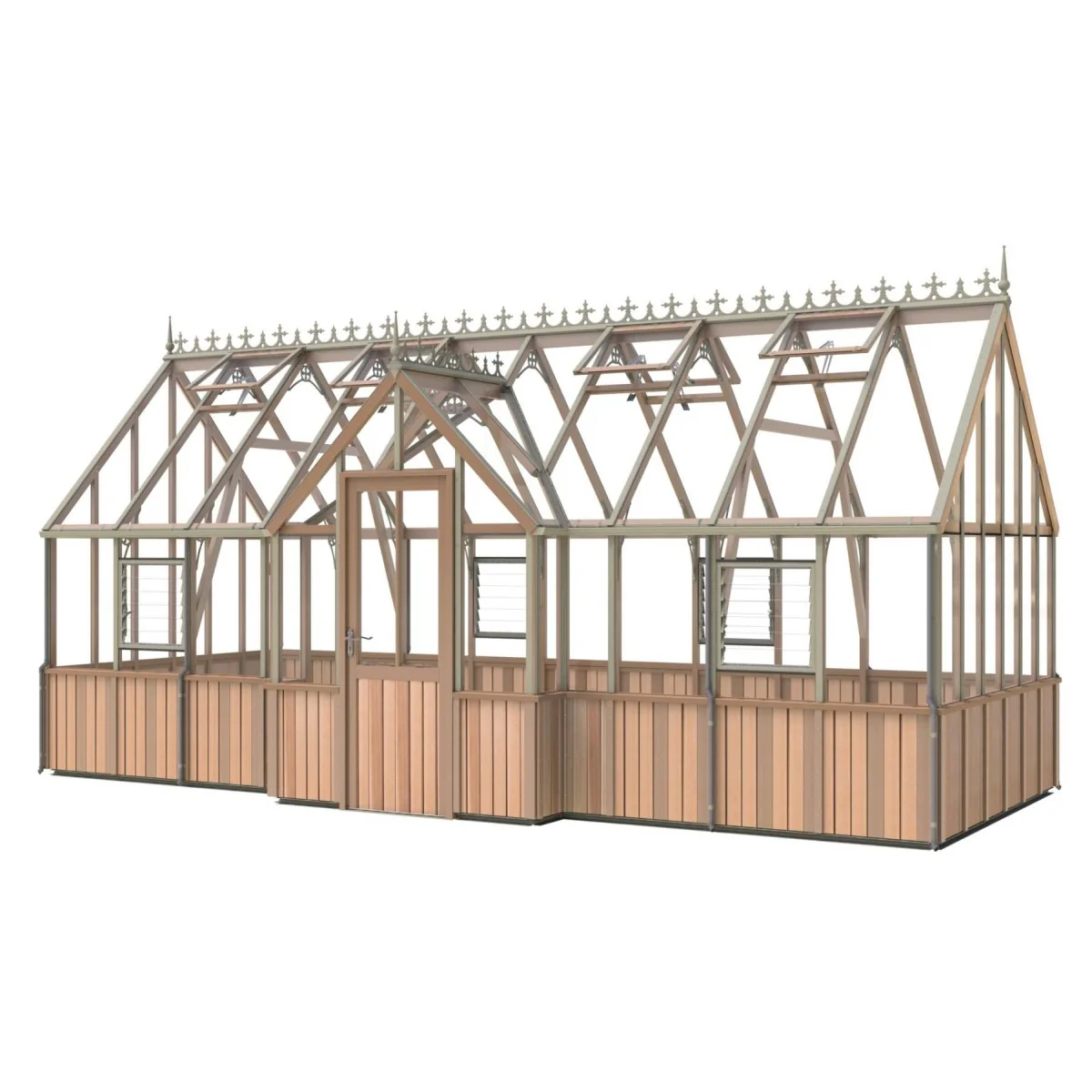 Alton | Cambridge Porch Victorian Half Board Cedar Orangery Greenhouse With 3mm Tempered Glass Glazing - 9 ft. 10 in. Wide - Image 41