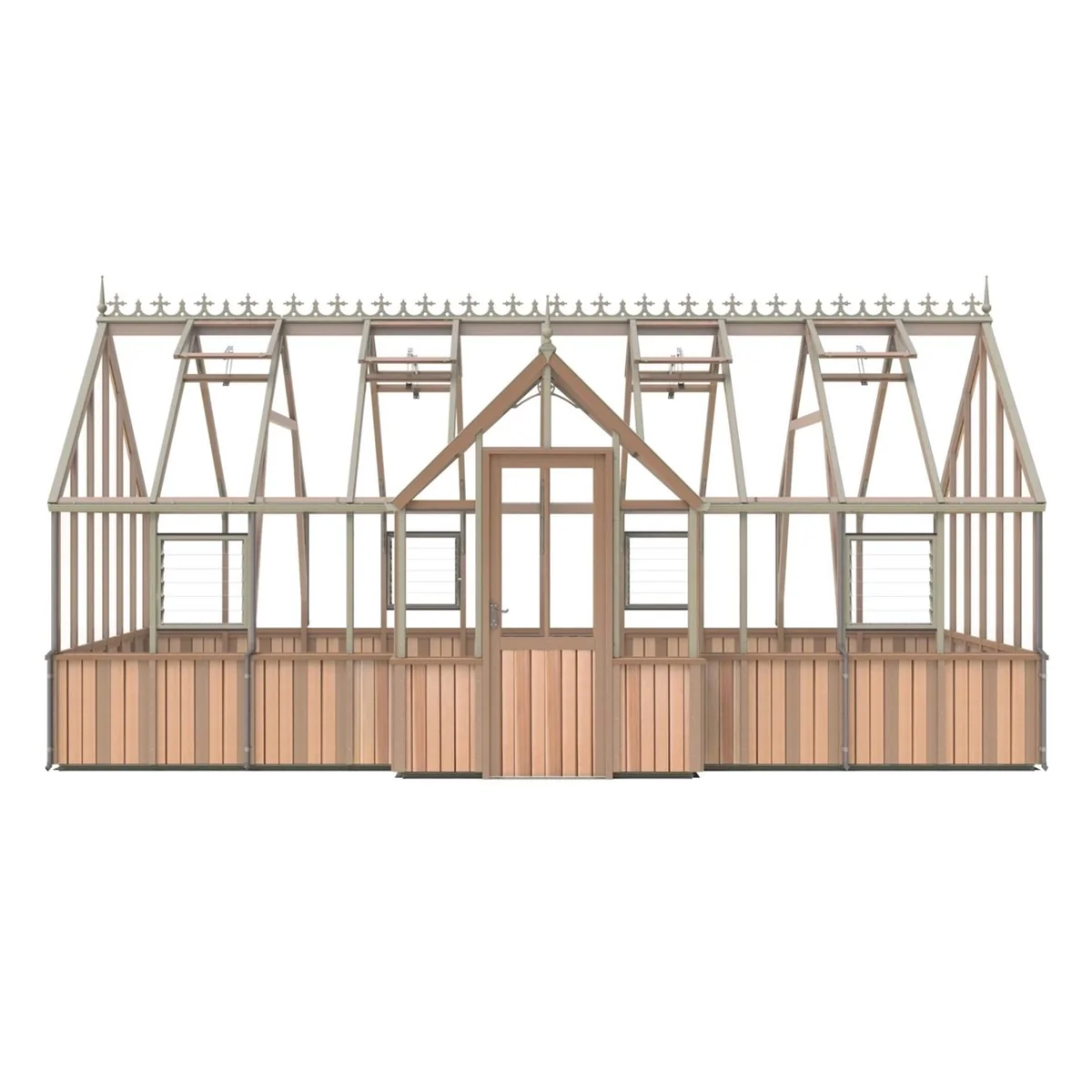 Alton | Cambridge Porch Victorian Half Board Cedar Orangery Greenhouse With 3mm Tempered Glass Glazing - 9 ft. 10 in. Wide - Image 42