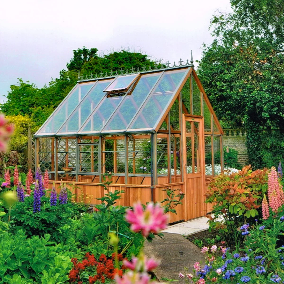 Alton | Cheltenham Victorian Half Board Cedar Greenhouse With 3mm Tempered Glass Glazing - 8 ft. 8 in. Wide - Image 20