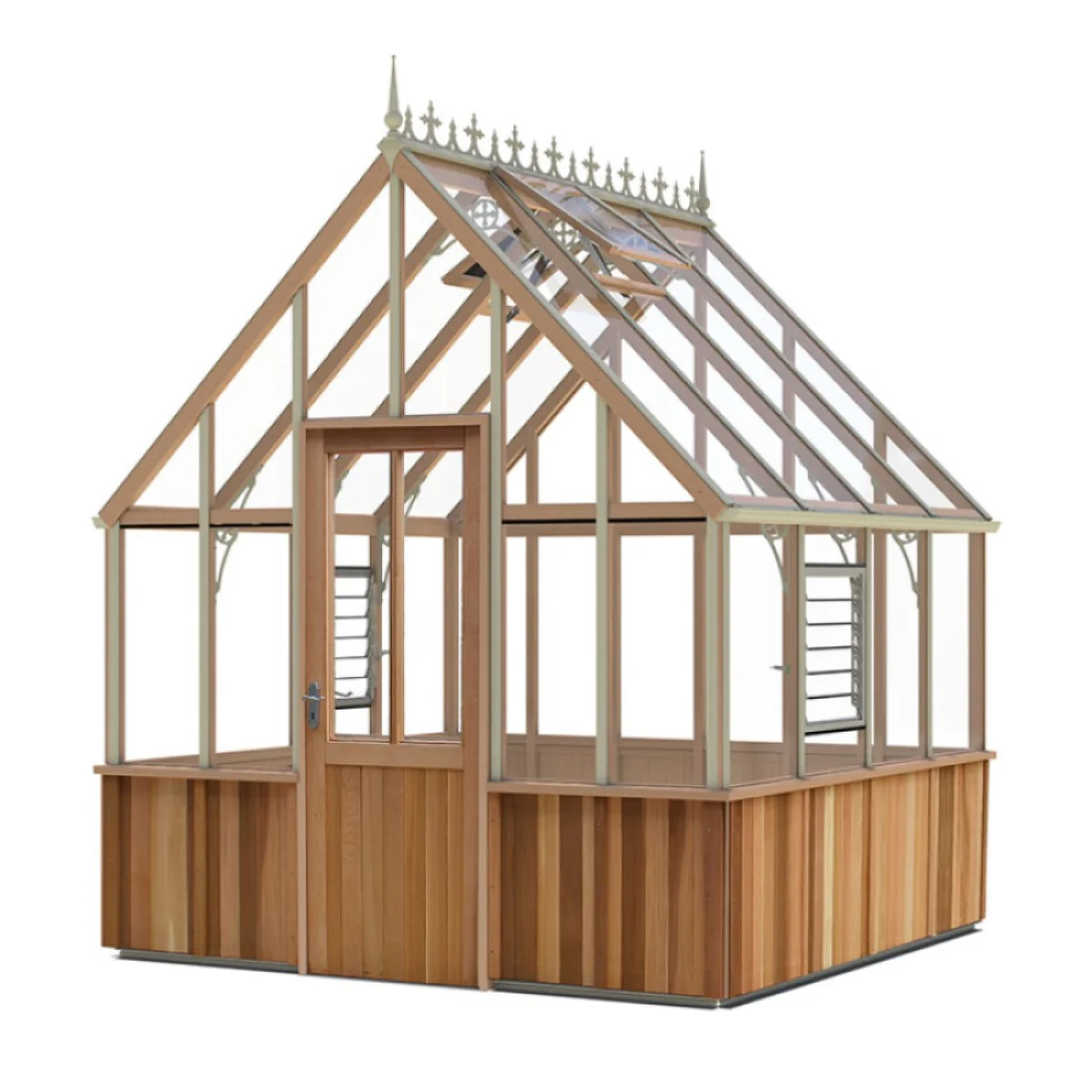 Alton | Cheltenham Victorian Half Board Cedar Greenhouse With 3mm Tempered Glass Glazing - 8 ft. 8 in. Wide - Image 27