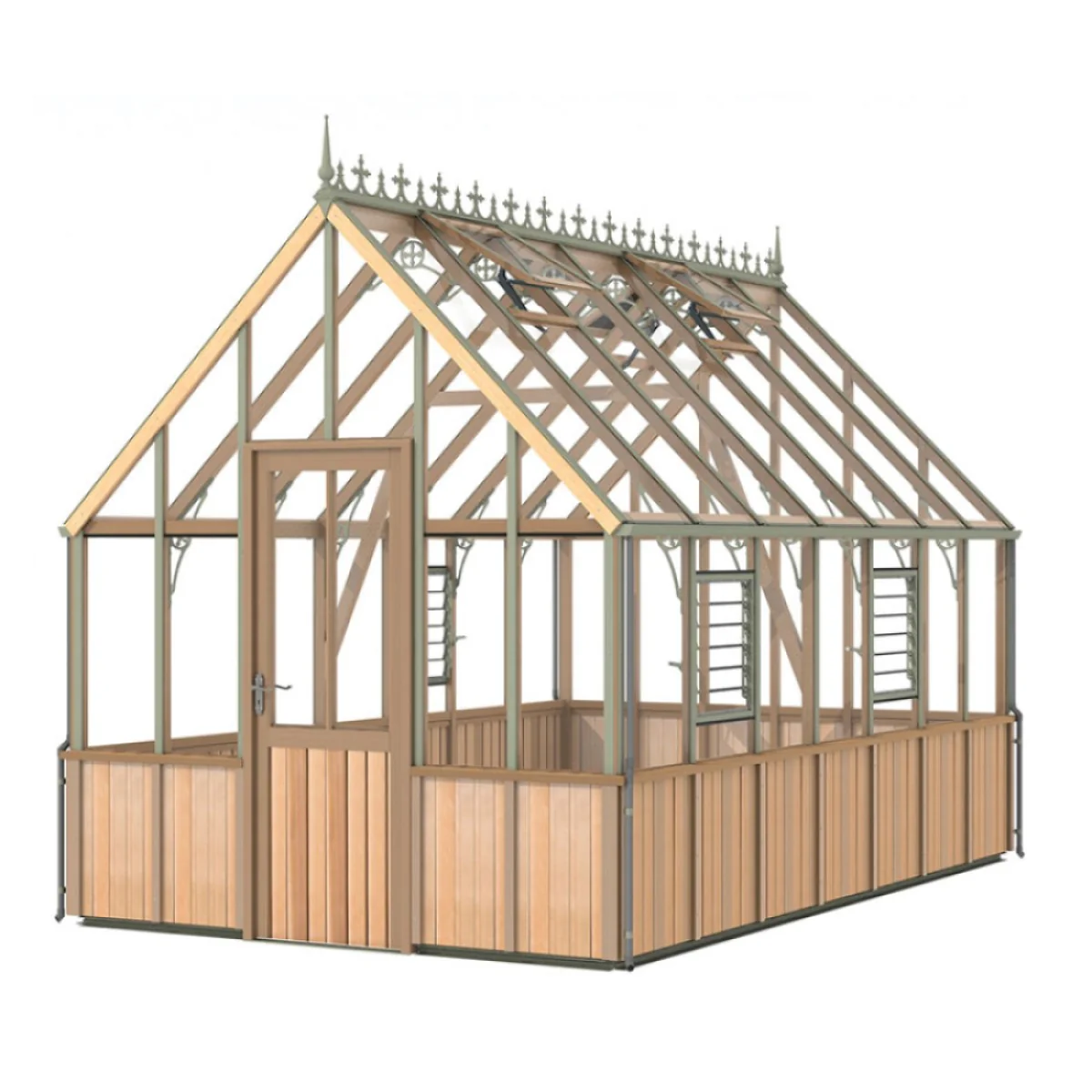 Alton | Cheltenham Victorian Half Board Cedar Greenhouse With 3mm Tempered Glass Glazing - 8 ft. 8 in. Wide - Image 31