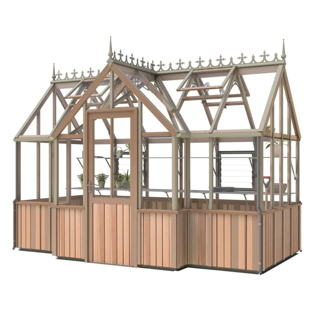 Alton | Durham Victorian Half Board Cedar Orangery With 3mm Tempered Glass Glazing - 7 ft. 4 in. Wide - Image 10