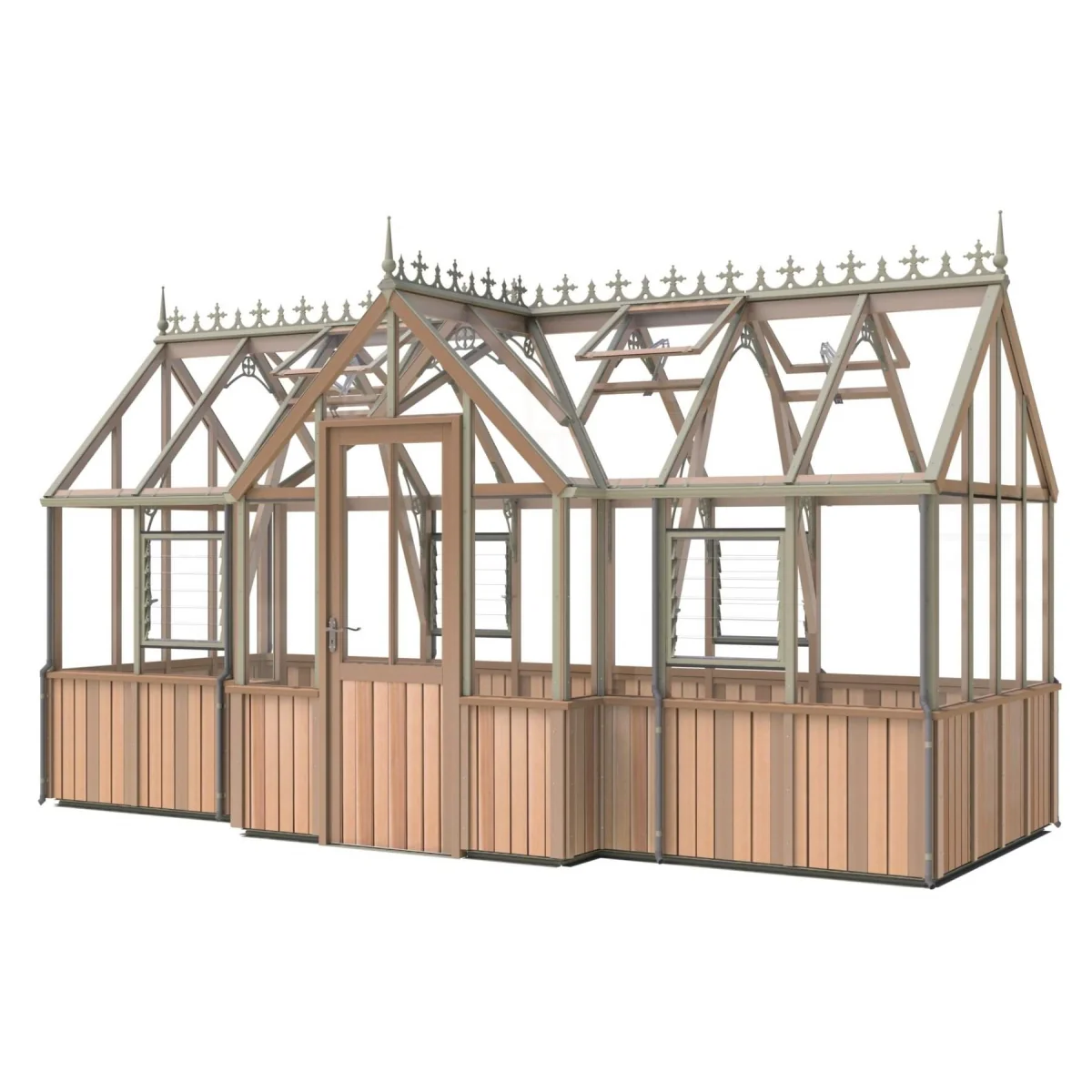 Alton | Durham Victorian Half Board Cedar Orangery With 3mm Tempered Glass Glazing - 7 ft. 4 in. Wide - Image 13