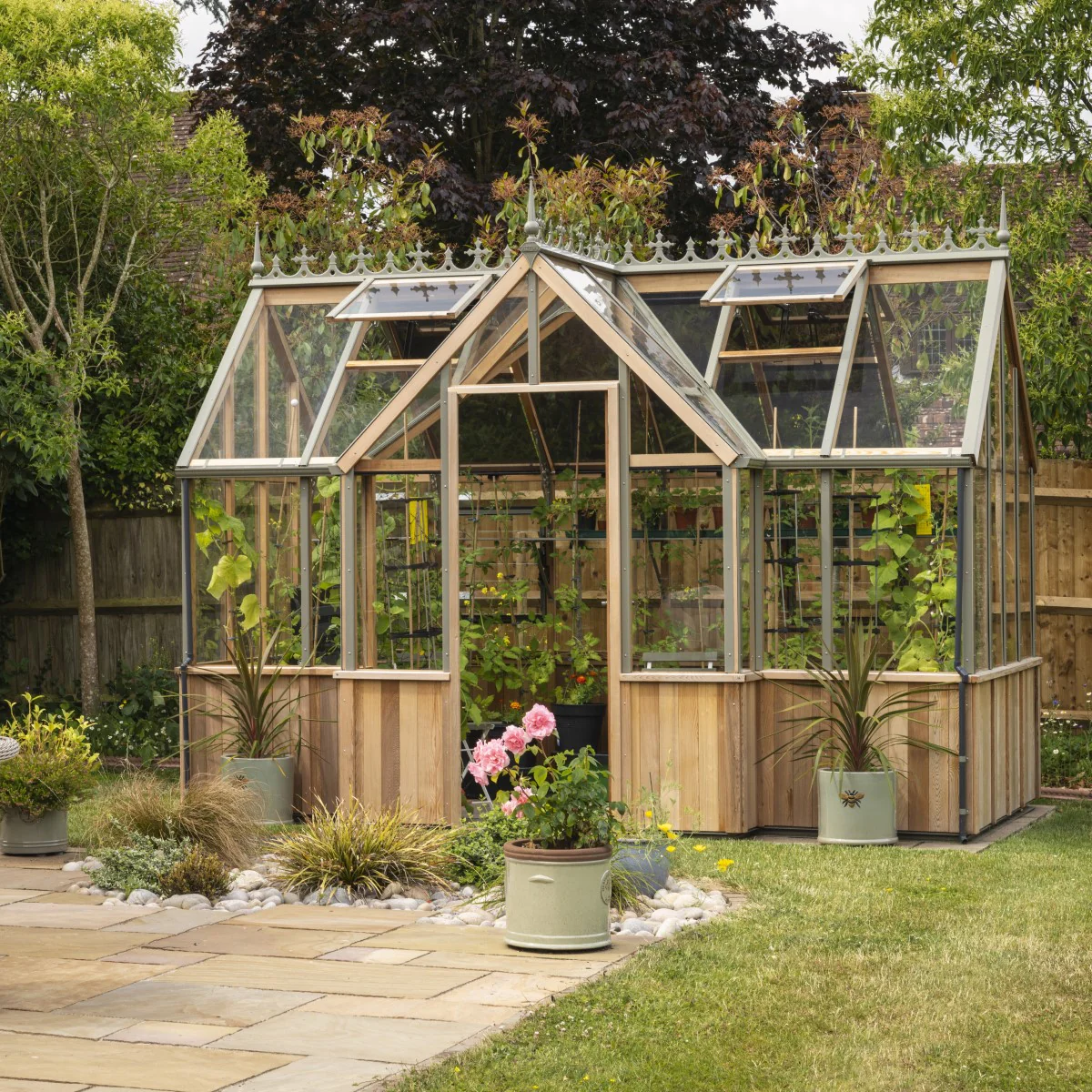 Alton | Durham Victorian Half Board Cedar Orangery With 3mm Tempered Glass Glazing - 7 ft. 4 in. Wide - Image 7