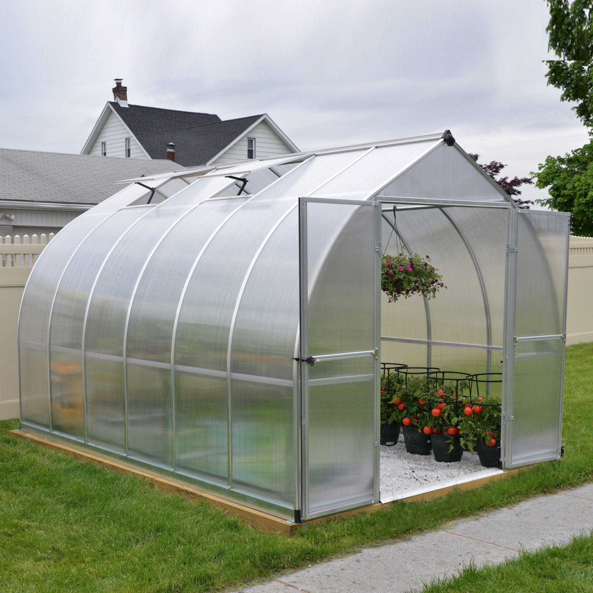 Palram - Canopia | Bella Greenhouse 8 ft Wide - Silver With 6mm Twin-wall Polycarbonate Glazing - Image 15