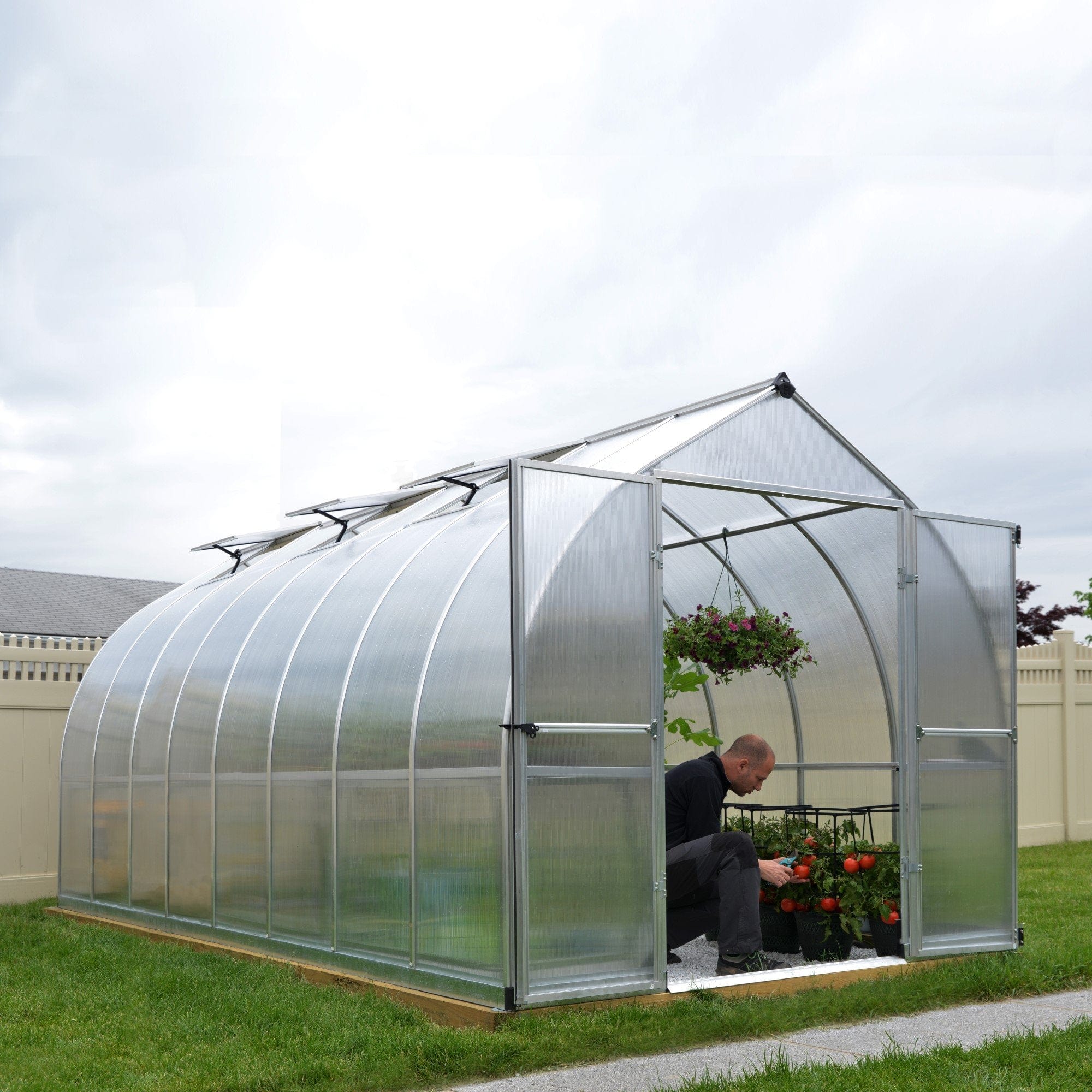 Palram - Canopia | Bella Greenhouse 8 ft Wide - Silver With 6mm Twin-wall Polycarbonate Glazing - Image 19
