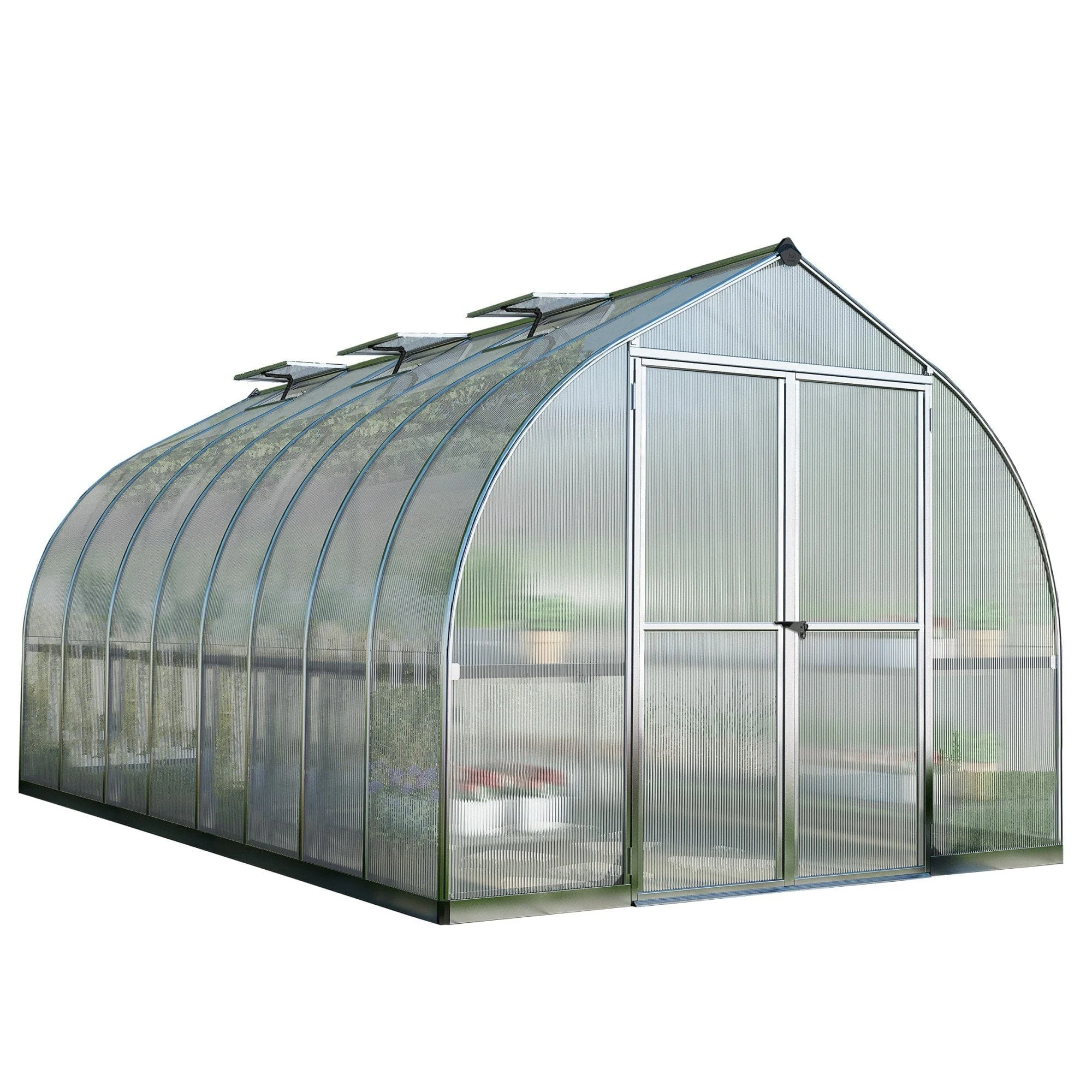 Palram - Canopia | Bella Greenhouse 8 ft Wide - Silver With 6mm Twin-wall Polycarbonate Glazing - Image 20