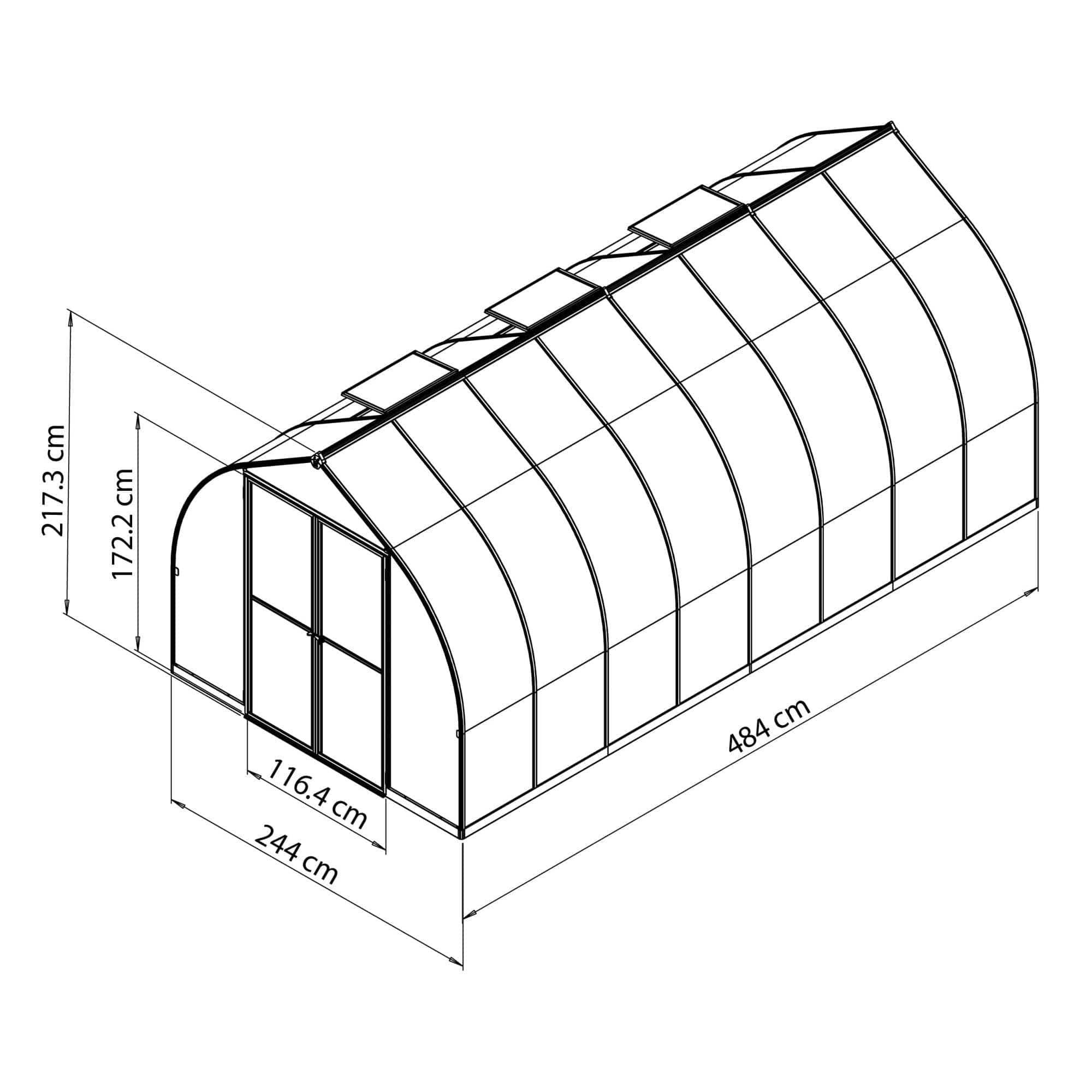 Palram - Canopia | Bella Greenhouse 8 ft Wide - Silver With 6mm Twin-wall Polycarbonate Glazing - Image 21