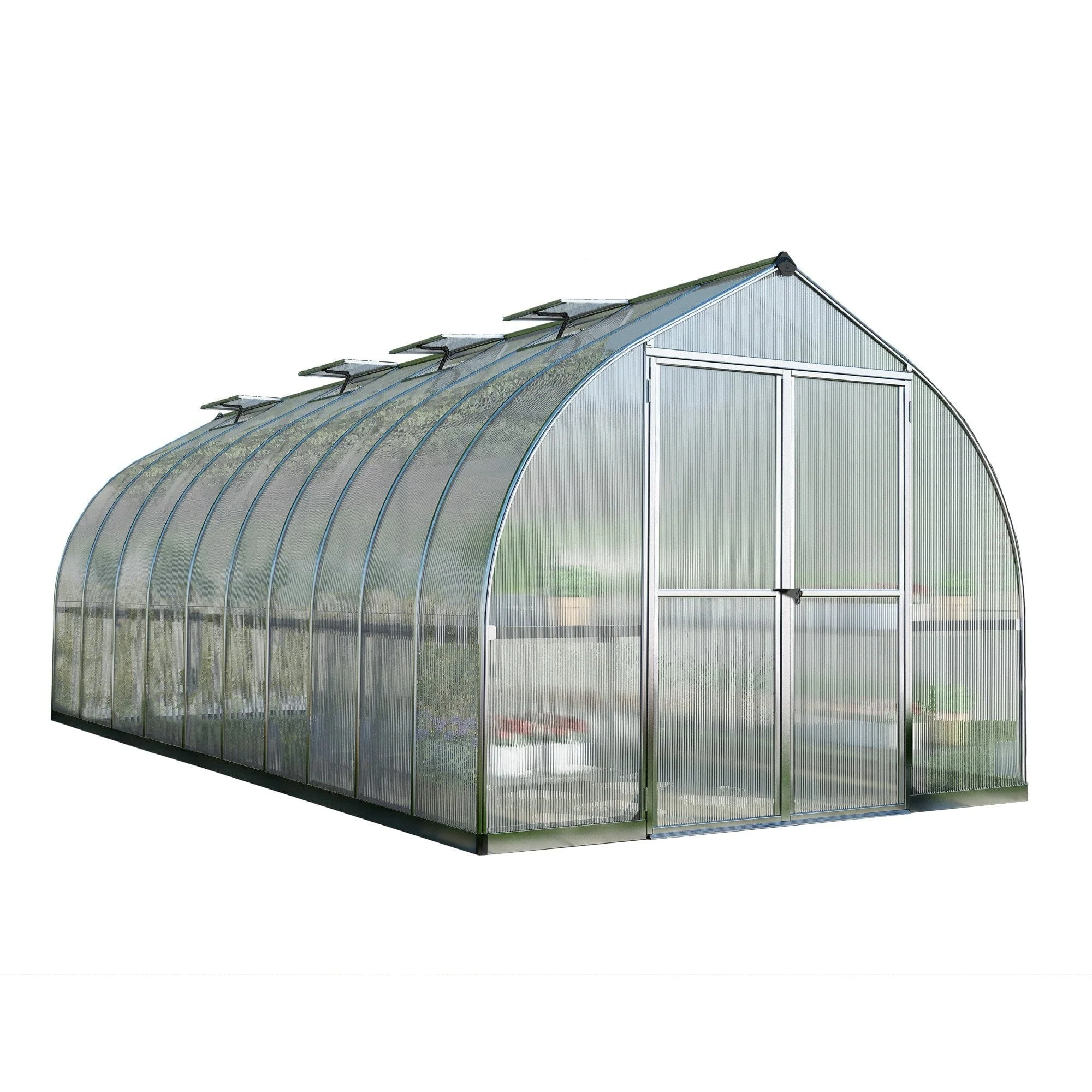 Palram - Canopia | Bella Greenhouse 8 ft Wide - Silver With 6mm Twin-wall Polycarbonate Glazing - Image 24