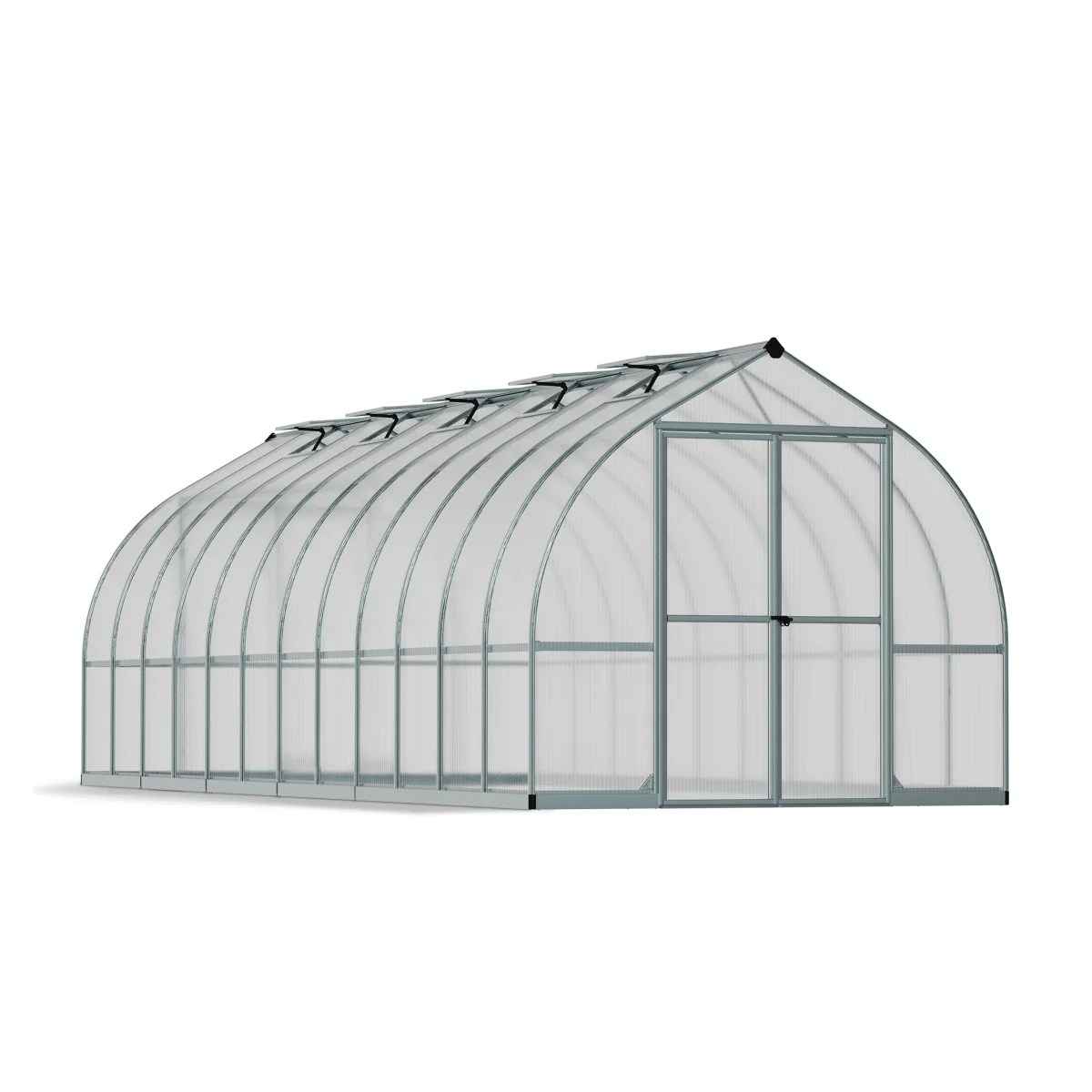 Palram - Canopia | Bella Greenhouse 8 ft Wide - Silver With 6mm Twin-wall Polycarbonate Glazing - Image 28