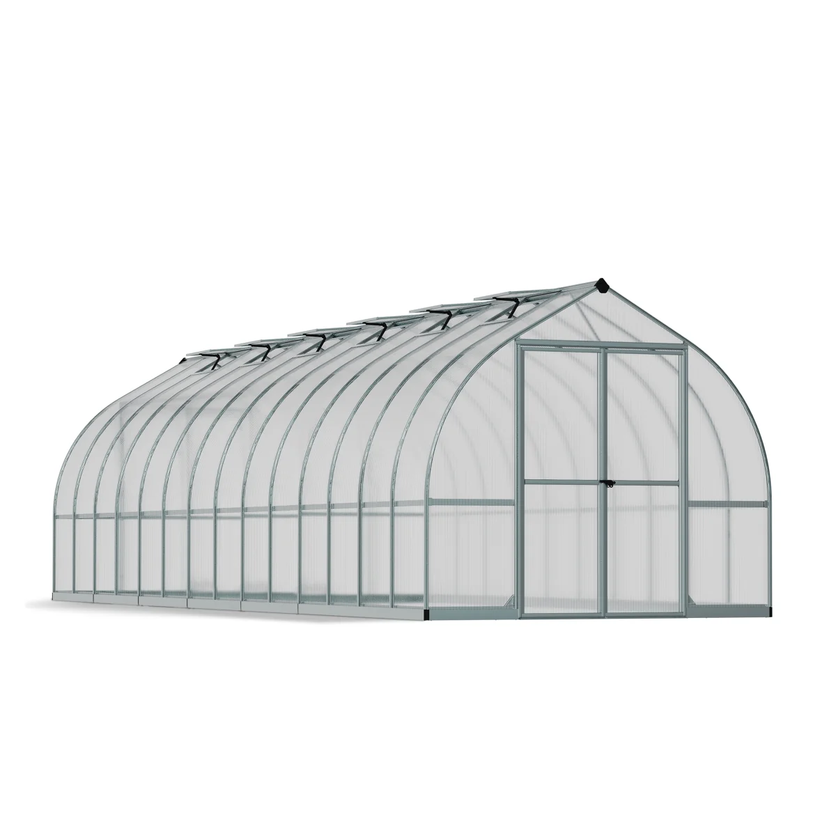 Palram - Canopia | Bella Greenhouse 8 ft Wide - Silver With 6mm Twin-wall Polycarbonate Glazing - Image 29