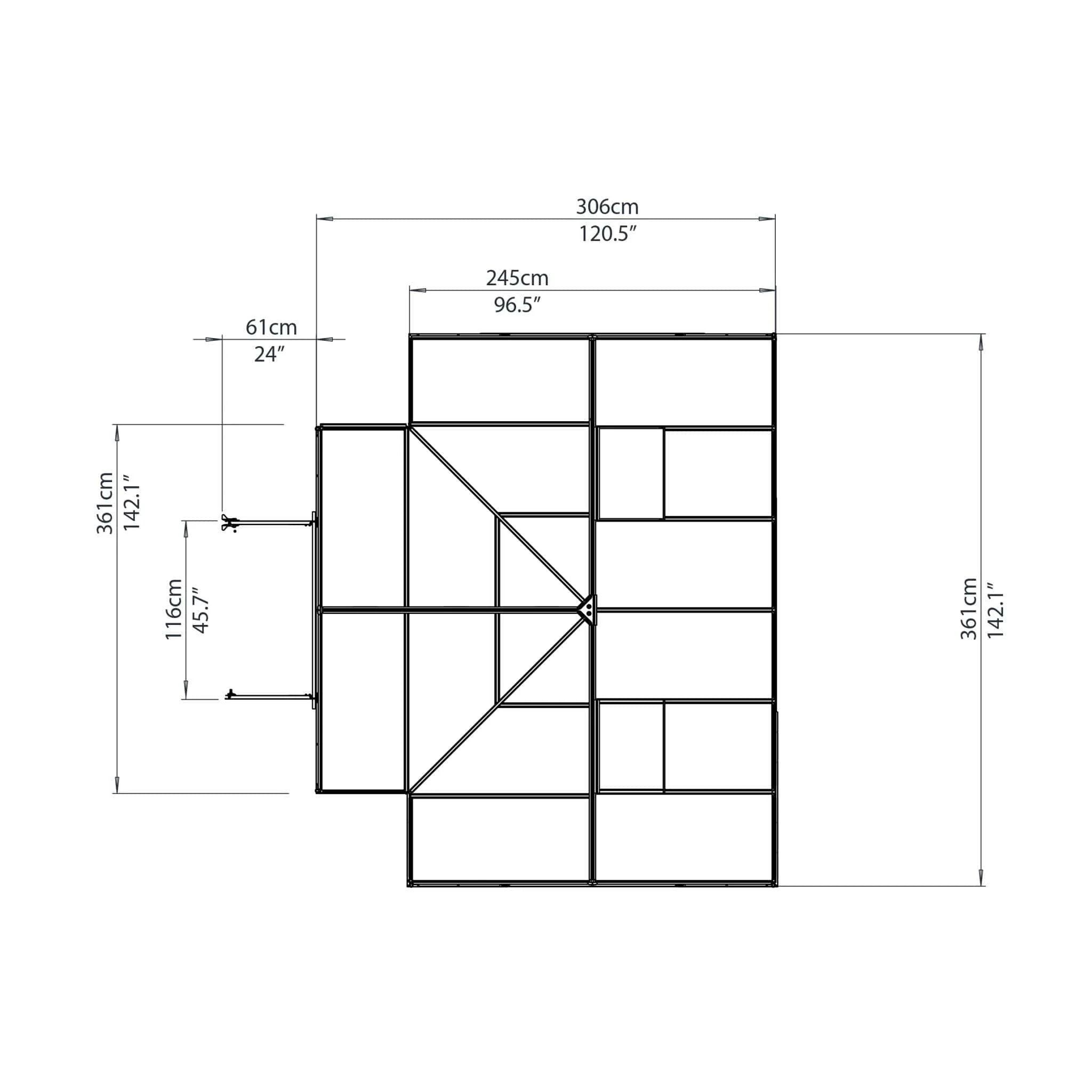 Palram - Canopia | 12x10 ft Chalet Greenhouse Kit - Gray With 0.8mm Polycarbonate Glazing - Image 11