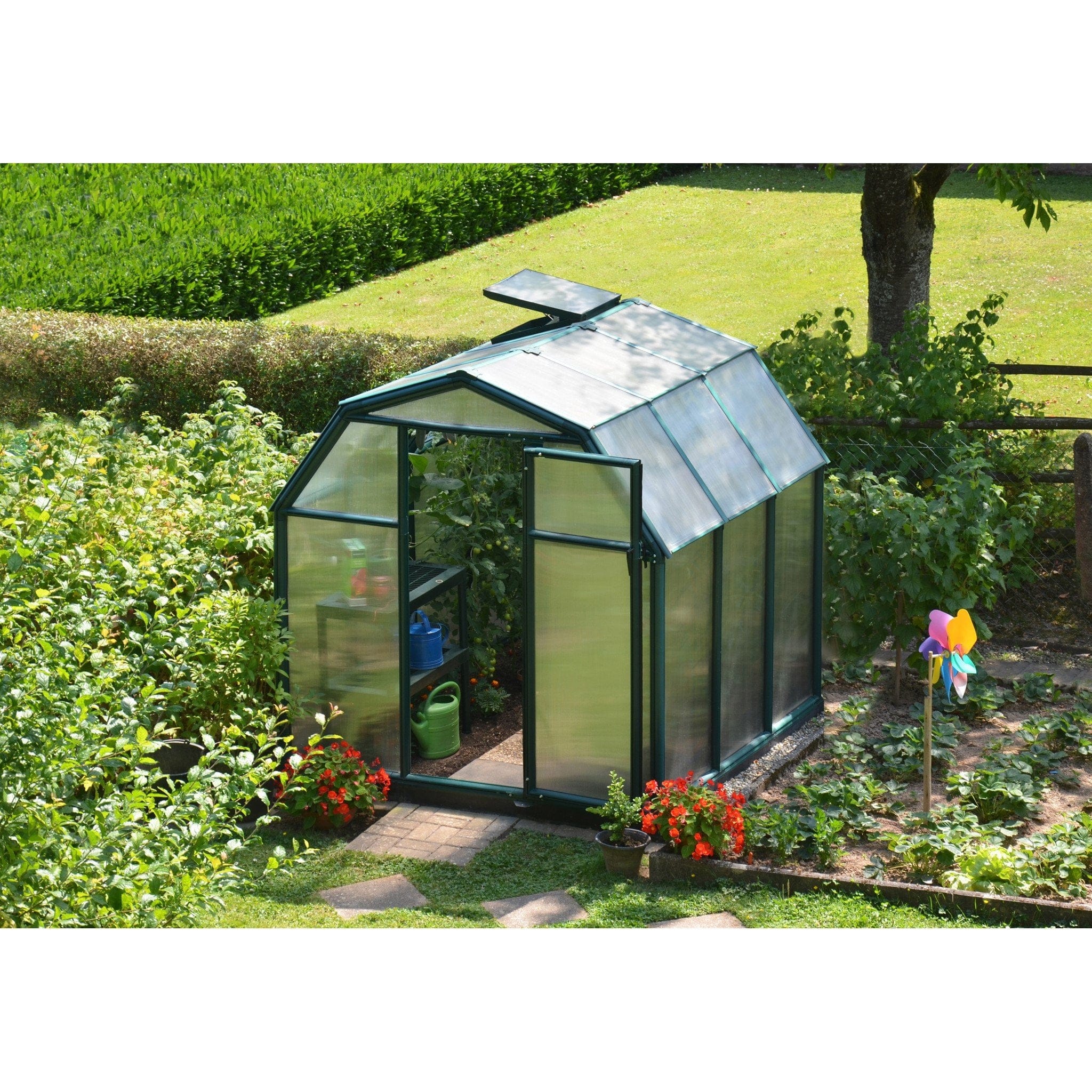 Palram - Canopia | EcoGrow Greenhouse Kit - 6 ft Wide - Green With 6mm Twin-wall Polycarbonate Glazing