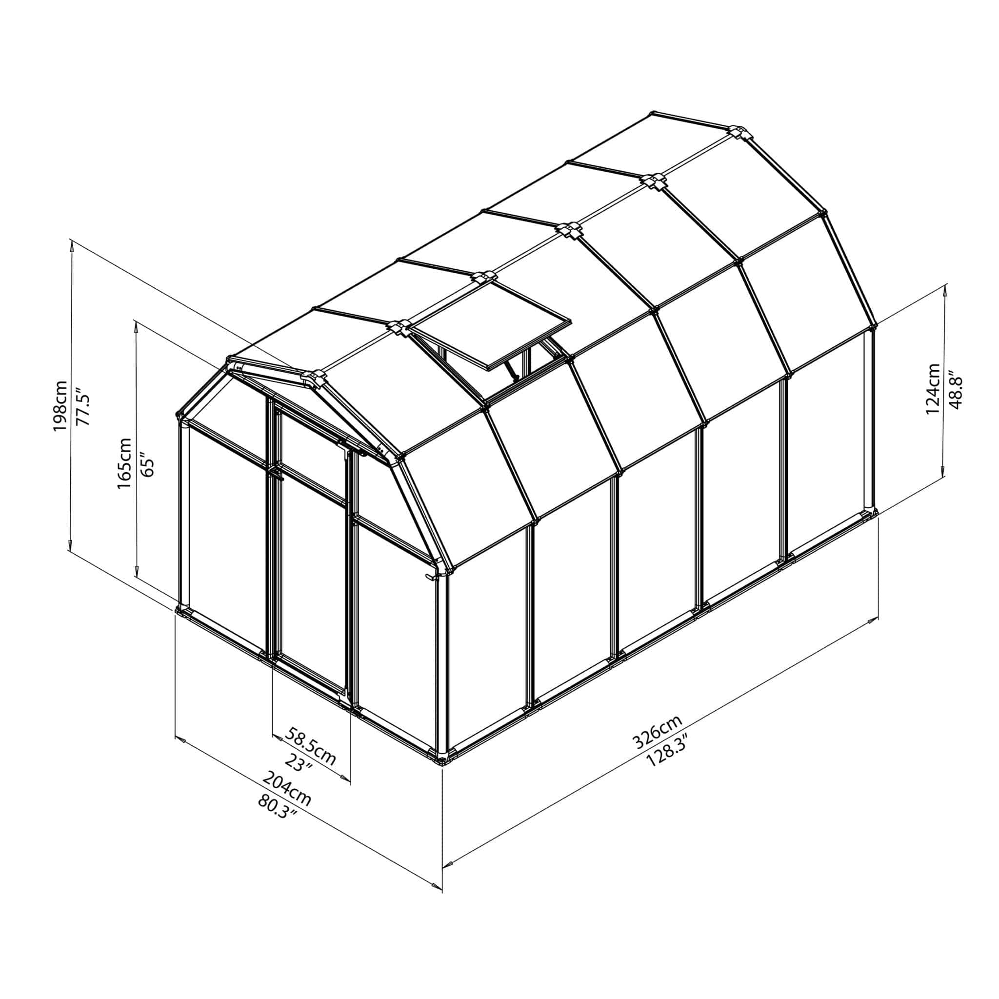 Palram - Canopia | EcoGrow Greenhouse Kit - 6 ft Wide - Green With 6mm Twin-wall Polycarbonate Glazing - Image 15