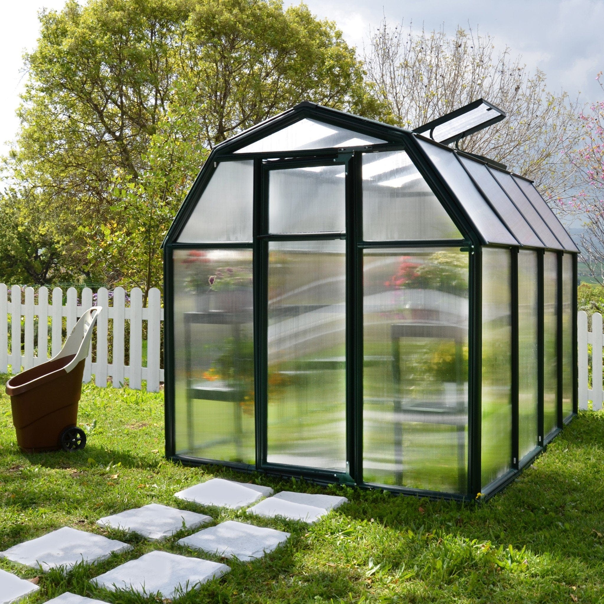 Palram - Canopia | EcoGrow Greenhouse Kit - 6 ft Wide - Green With 6mm Twin-wall Polycarbonate Glazing - Image 7