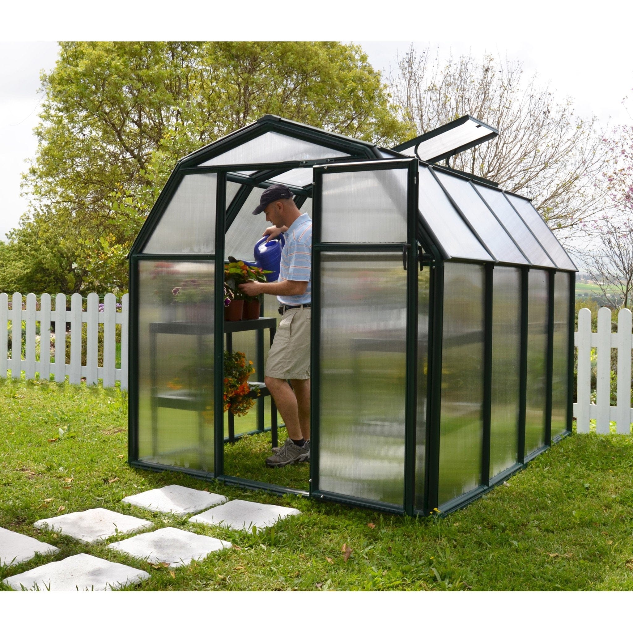 Palram - Canopia | EcoGrow Greenhouse Kit - 6 ft Wide - Green With 6mm Twin-wall Polycarbonate Glazing - Image 9