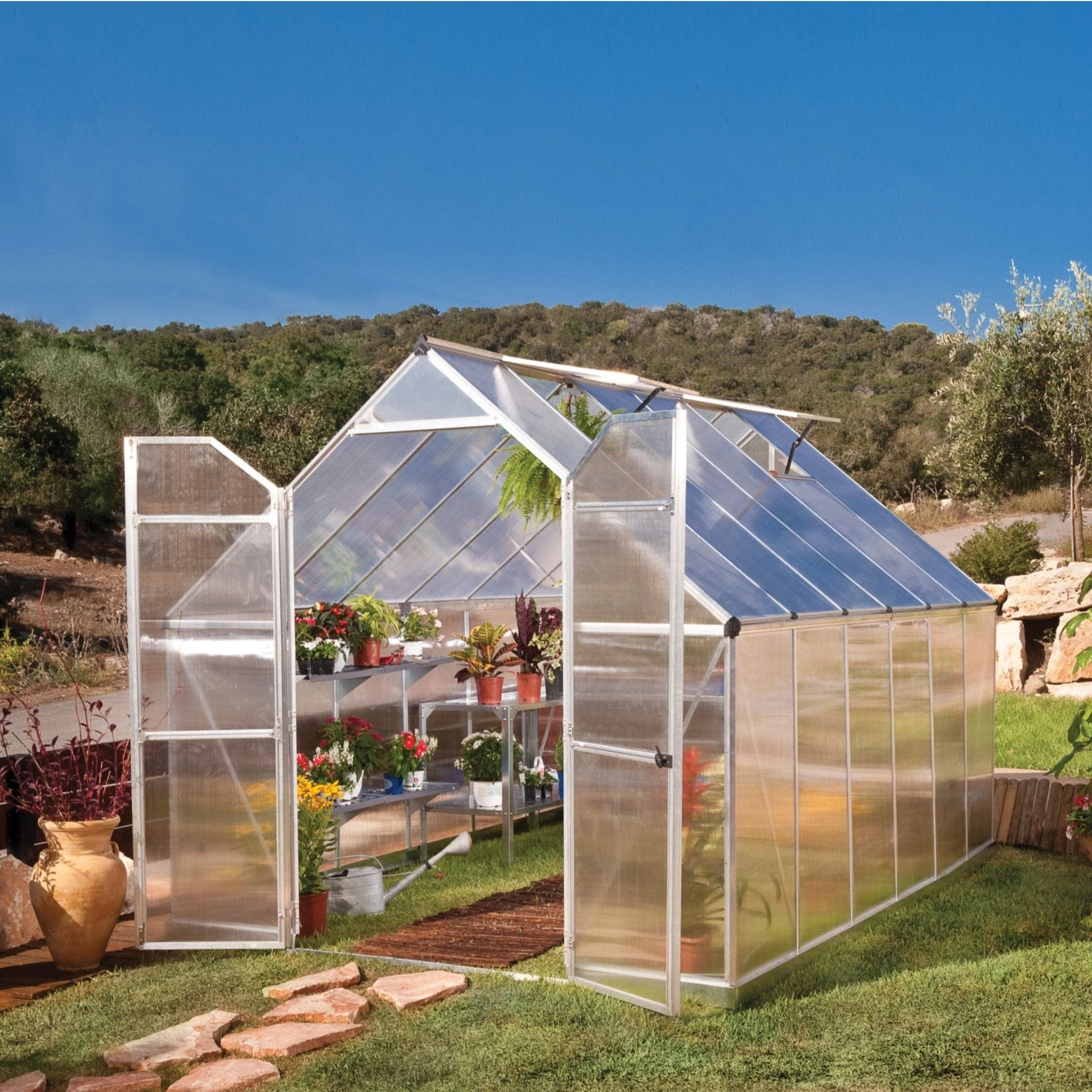 Palram - Canopia | Essence Greenhouse Kit - Silver With 4mm Twin-wall Polycarbonate Glazing - Image 2