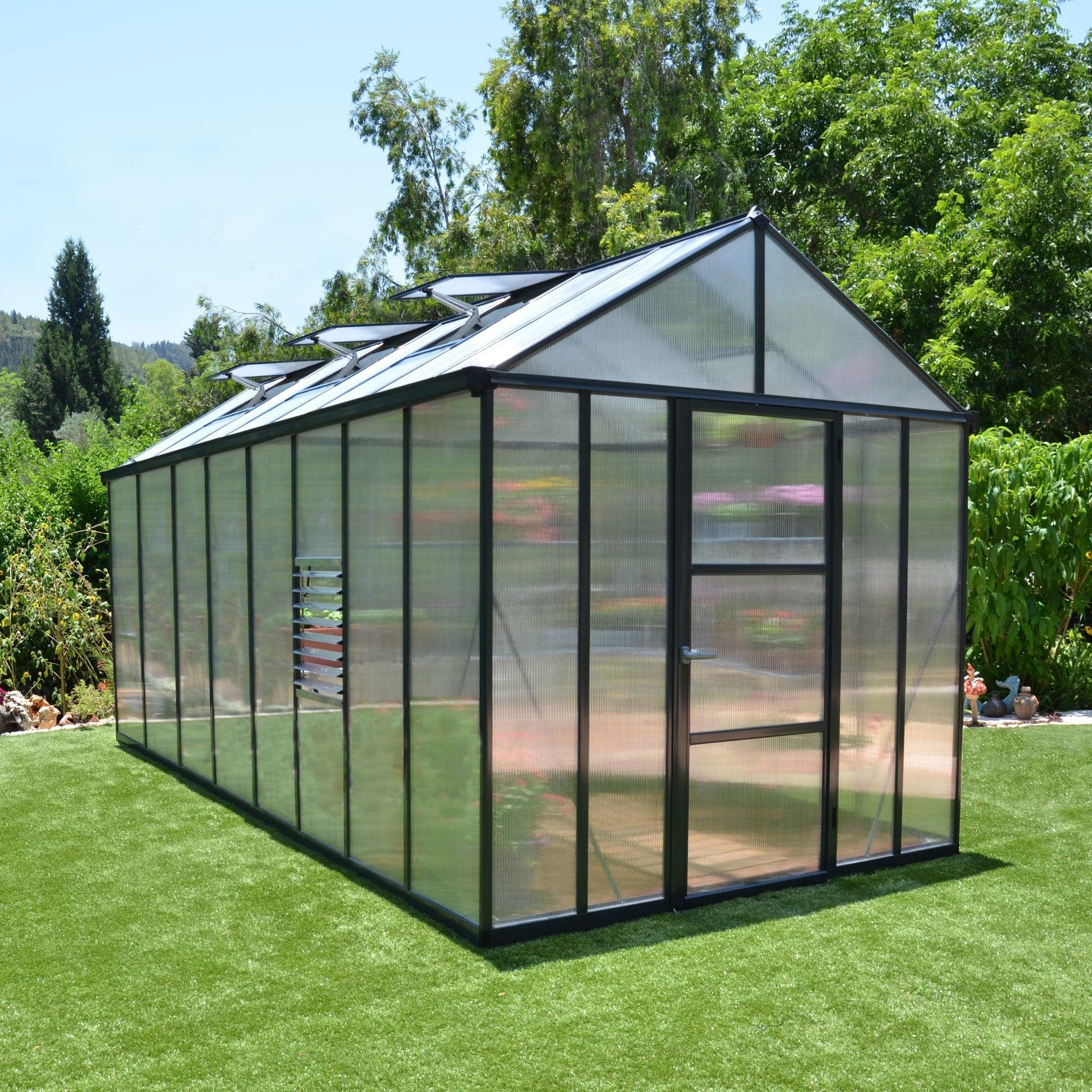 Palram - Canopia | Glory Premium Greenhouse Kit 8 ft Wide - Gray With 10mm Twin-wall Polycarbonate Glazing - Image 10