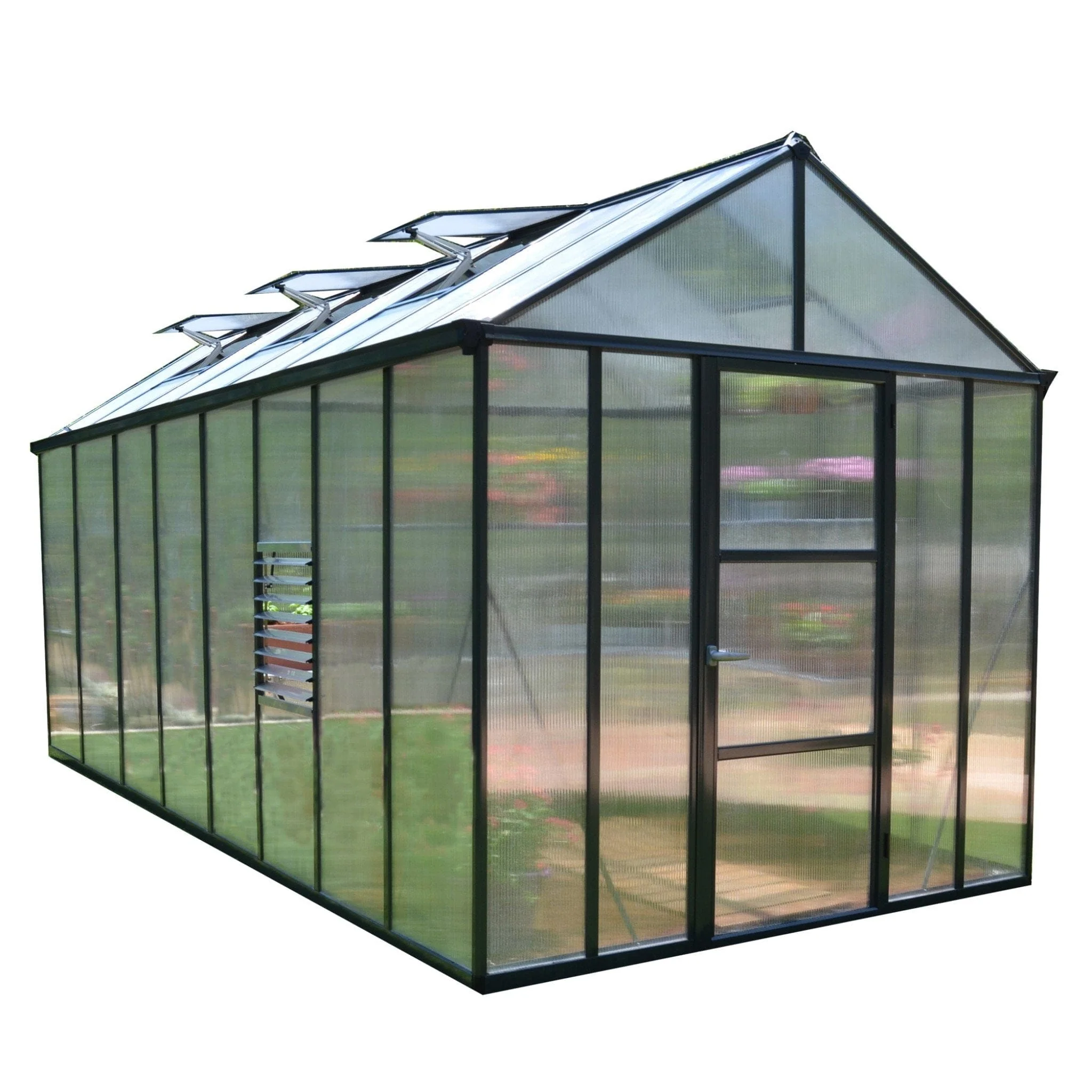Palram - Canopia | Glory Premium Greenhouse Kit 8 ft Wide - Gray With 10mm Twin-wall Polycarbonate Glazing - Image 11