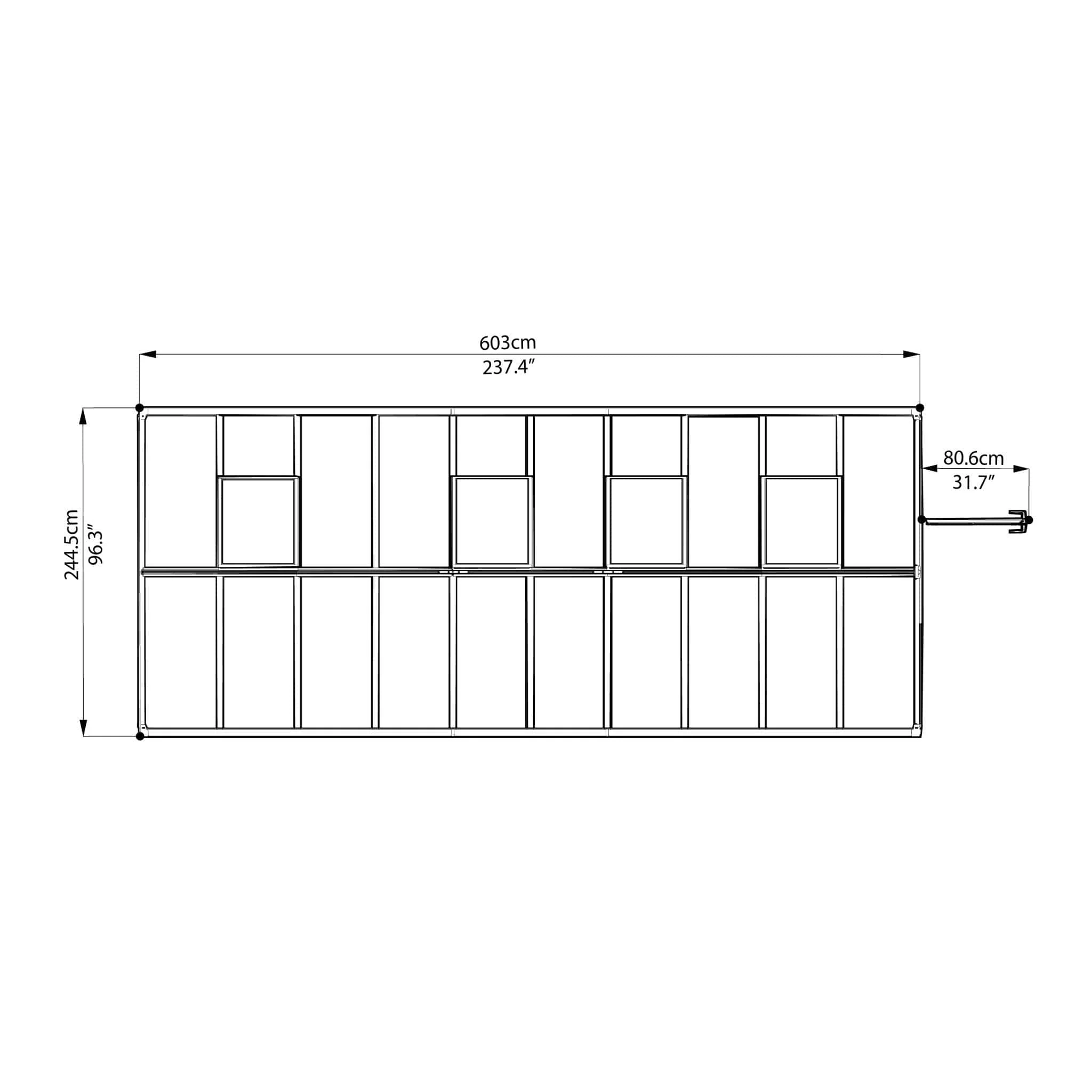 Palram - Canopia | Glory Premium Greenhouse Kit 8 ft Wide - Gray With 10mm Twin-wall Polycarbonate Glazing - Image 17