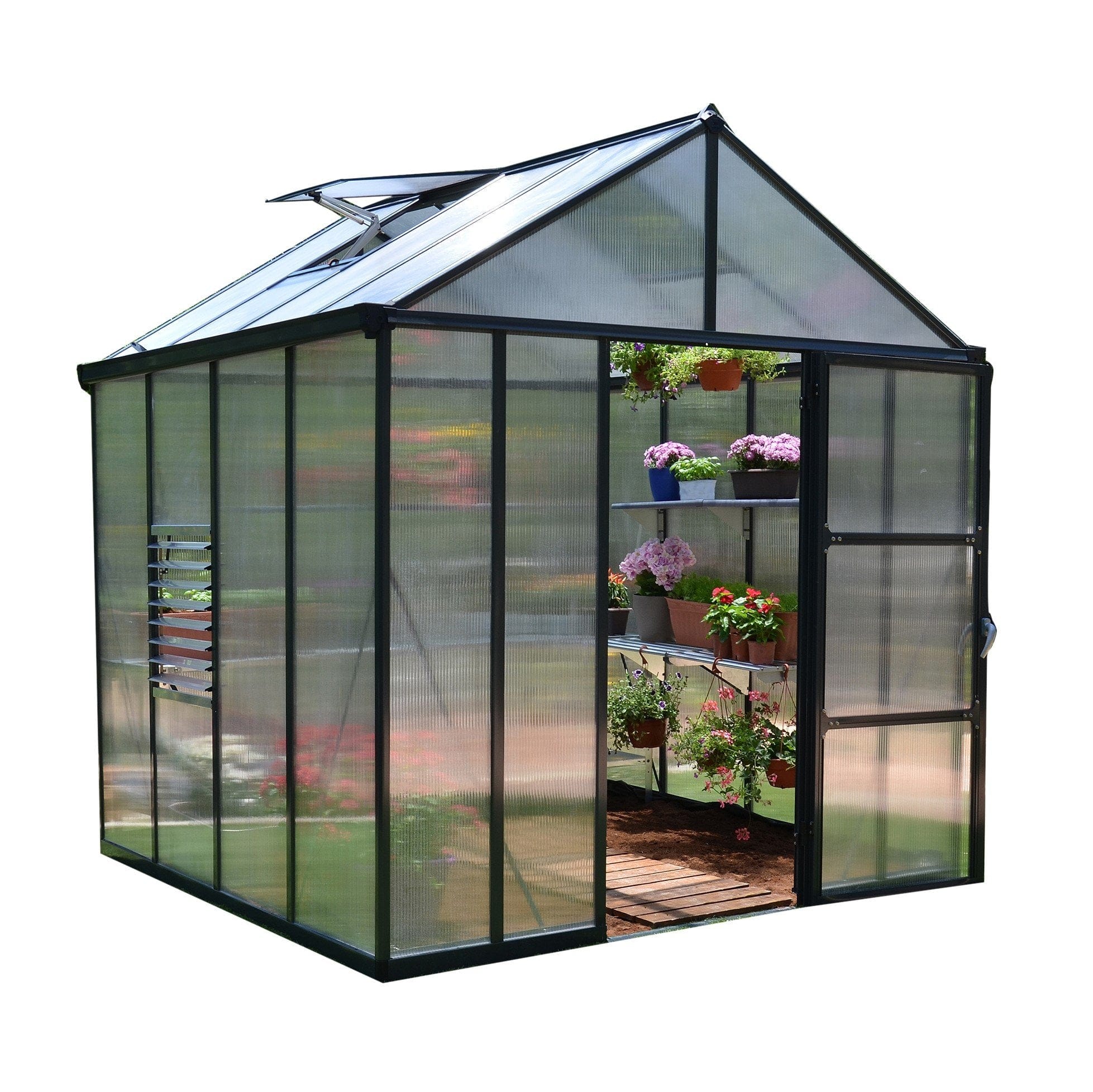 Palram - Canopia | Glory Premium Greenhouse Kit 8 ft Wide - Gray With 10mm Twin-wall Polycarbonate Glazing - Image 3