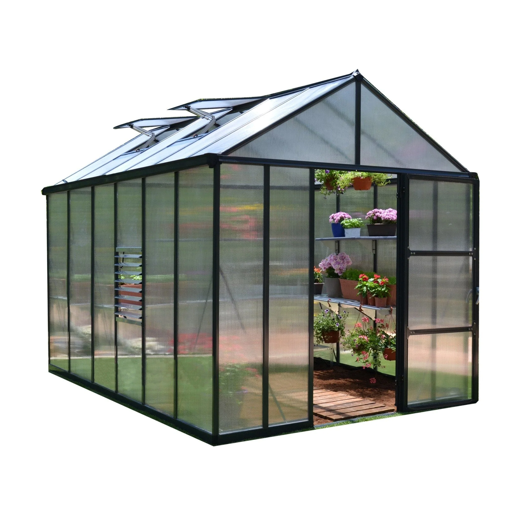 Palram - Canopia | Glory Premium Greenhouse Kit 8 ft Wide - Gray With 10mm Twin-wall Polycarbonate Glazing - Image 7