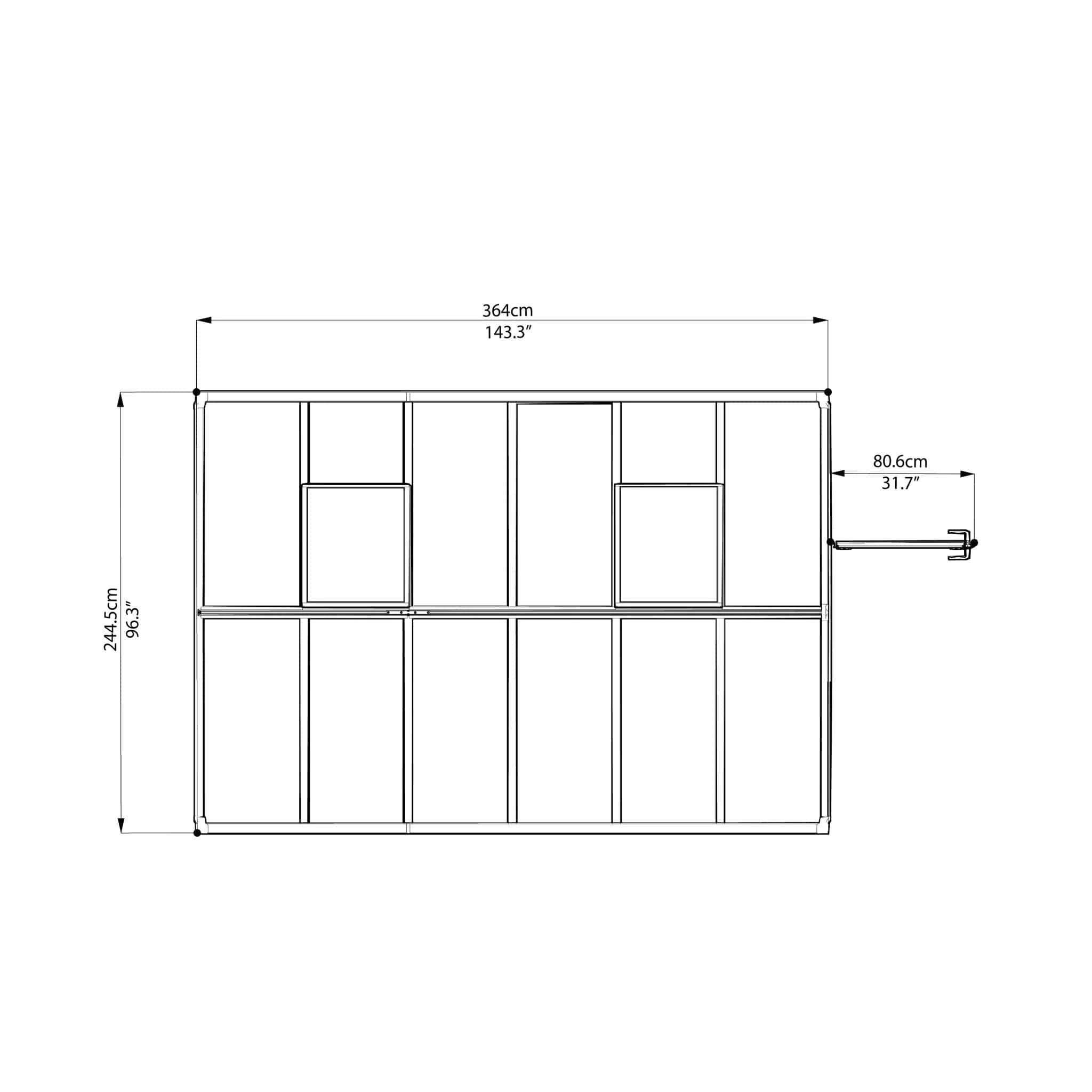 Palram - Canopia | Glory Premium Greenhouse Kit 8 ft Wide - Gray With 10mm Twin-wall Polycarbonate Glazing - Image 9