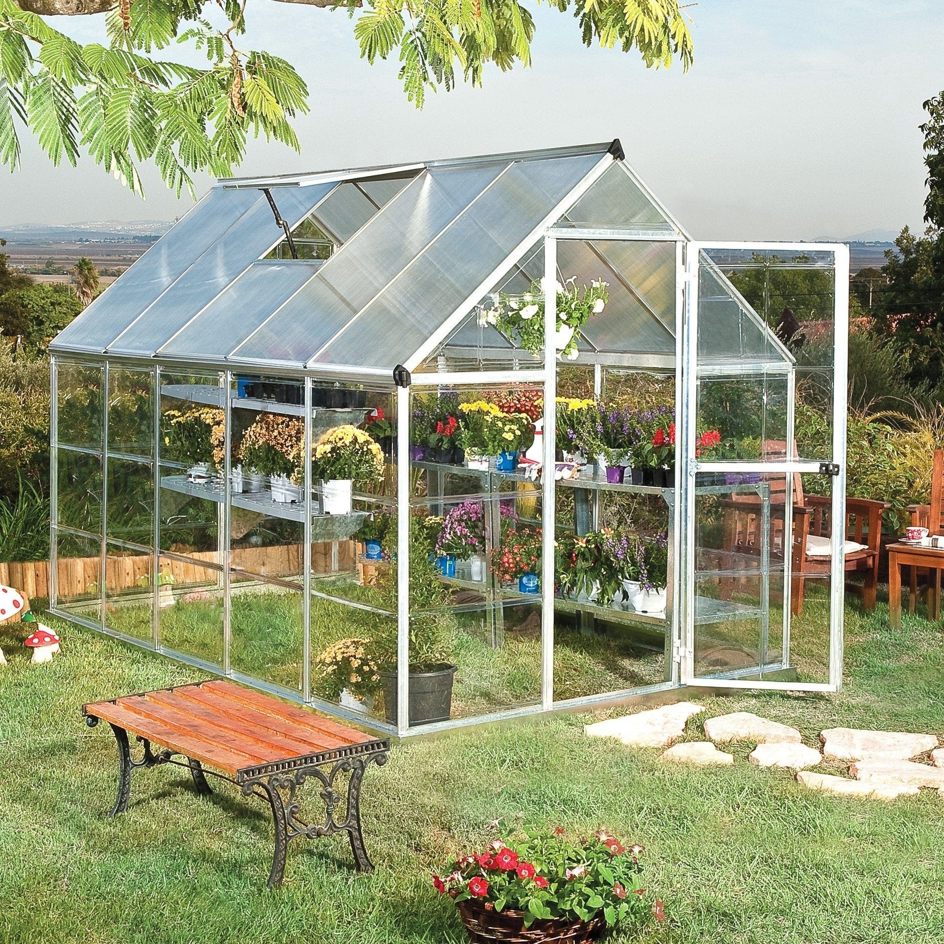 Palram - Canopia | Hybrid Greenhouse Kit - Silver With 0.8mm Polycarbonate Glazing - Image 10