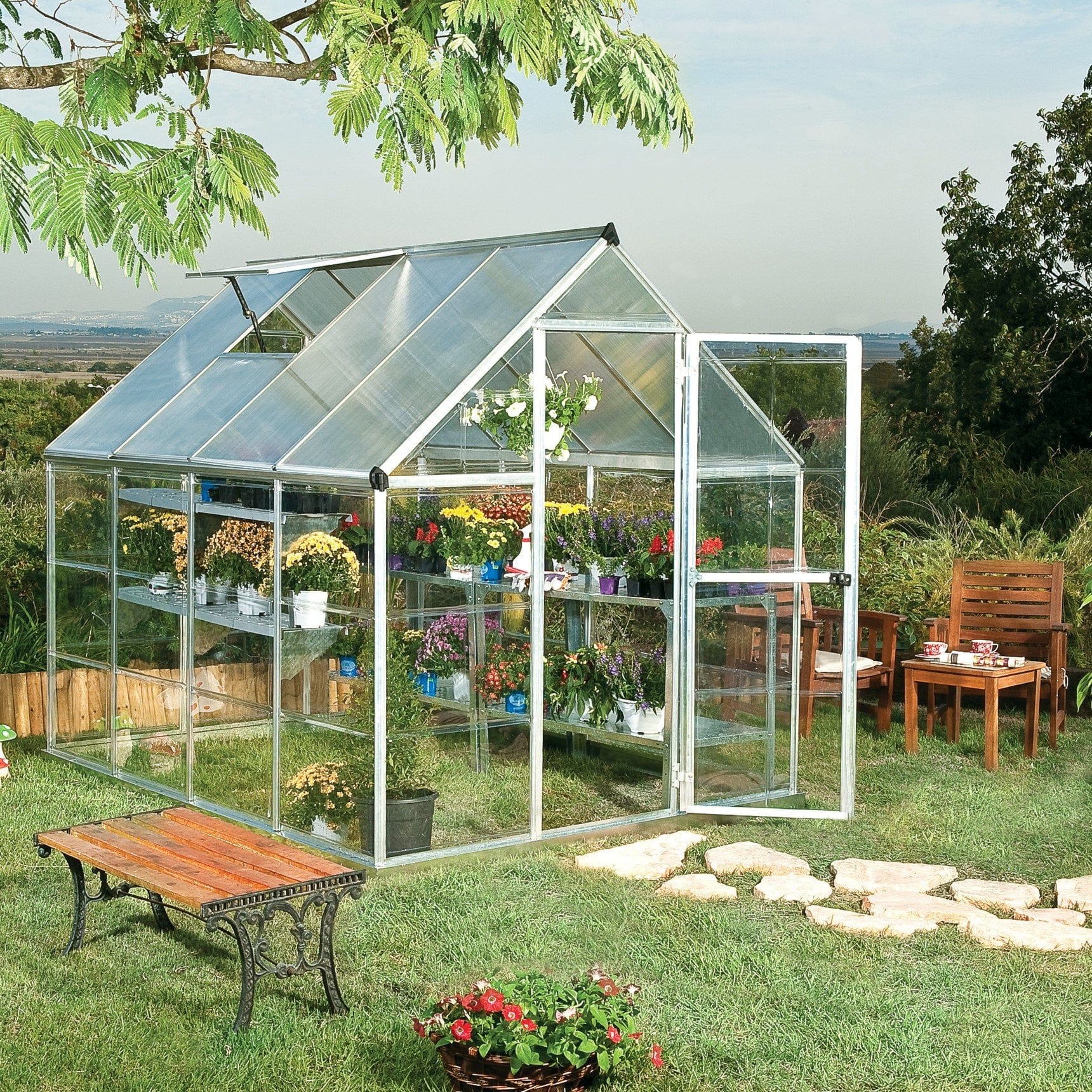 Palram - Canopia | Hybrid Greenhouse Kit - Silver With 0.8mm Polycarbonate Glazing - Image 7