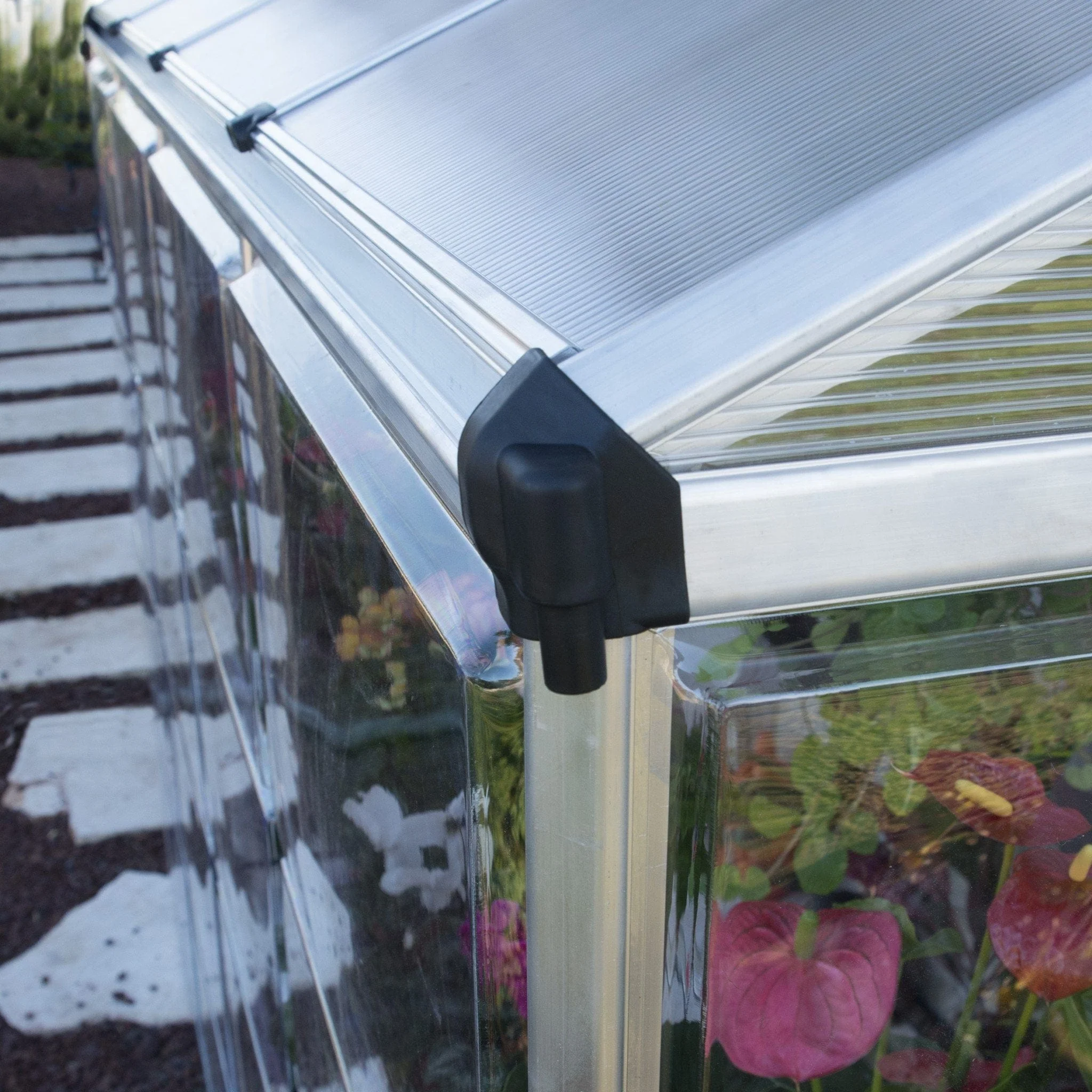 Palram - Canopia | 4x8 ft Hybrid Lean-To Greenhouse Kit - Silver With 0.8mm Polycarbonate Glazing - Image 4