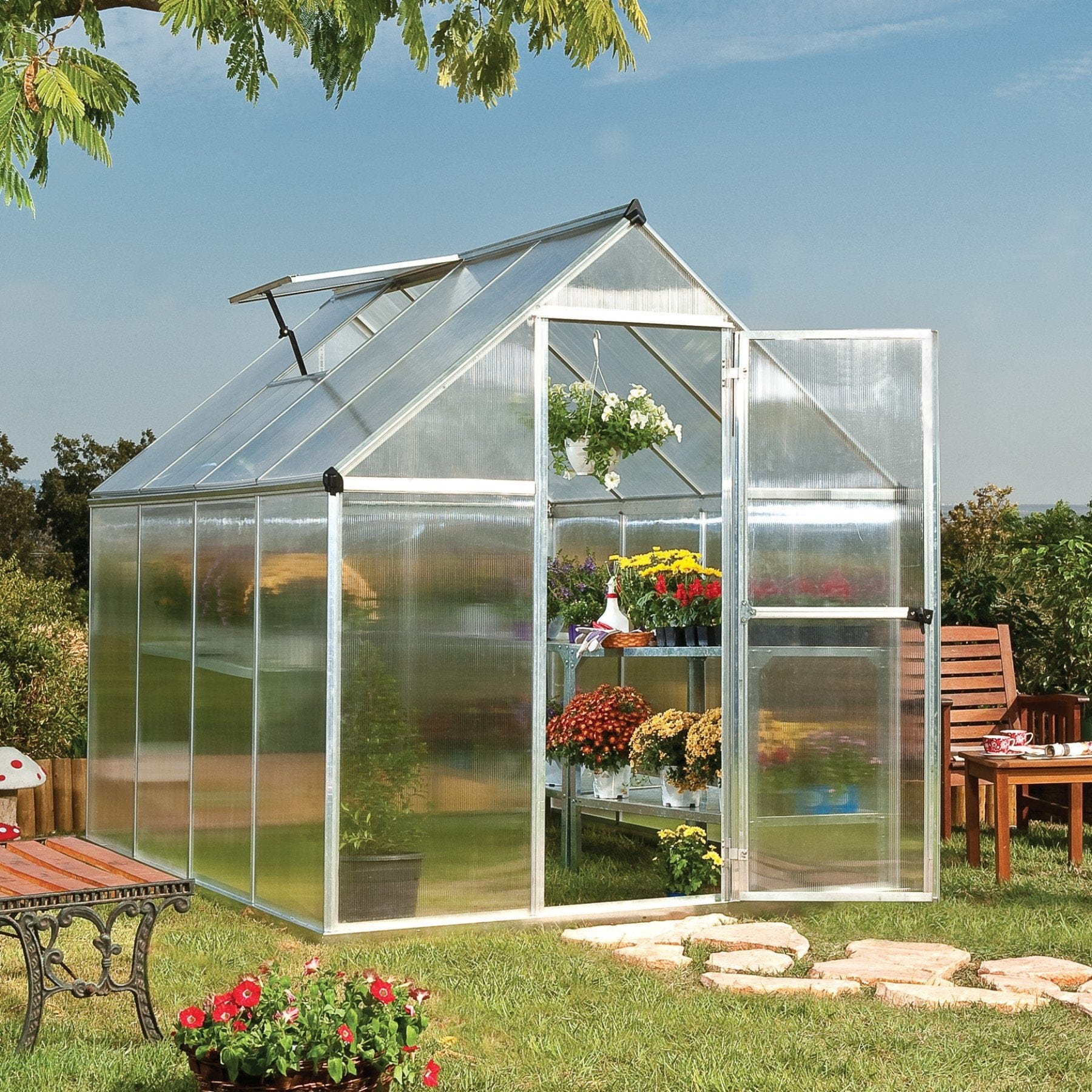 Palram - Canopia | Mythos Greenhouse Kit - 6 Ft Wide - Silver With 4mm Twin-wall Polycarbonate Glazing - Image 11