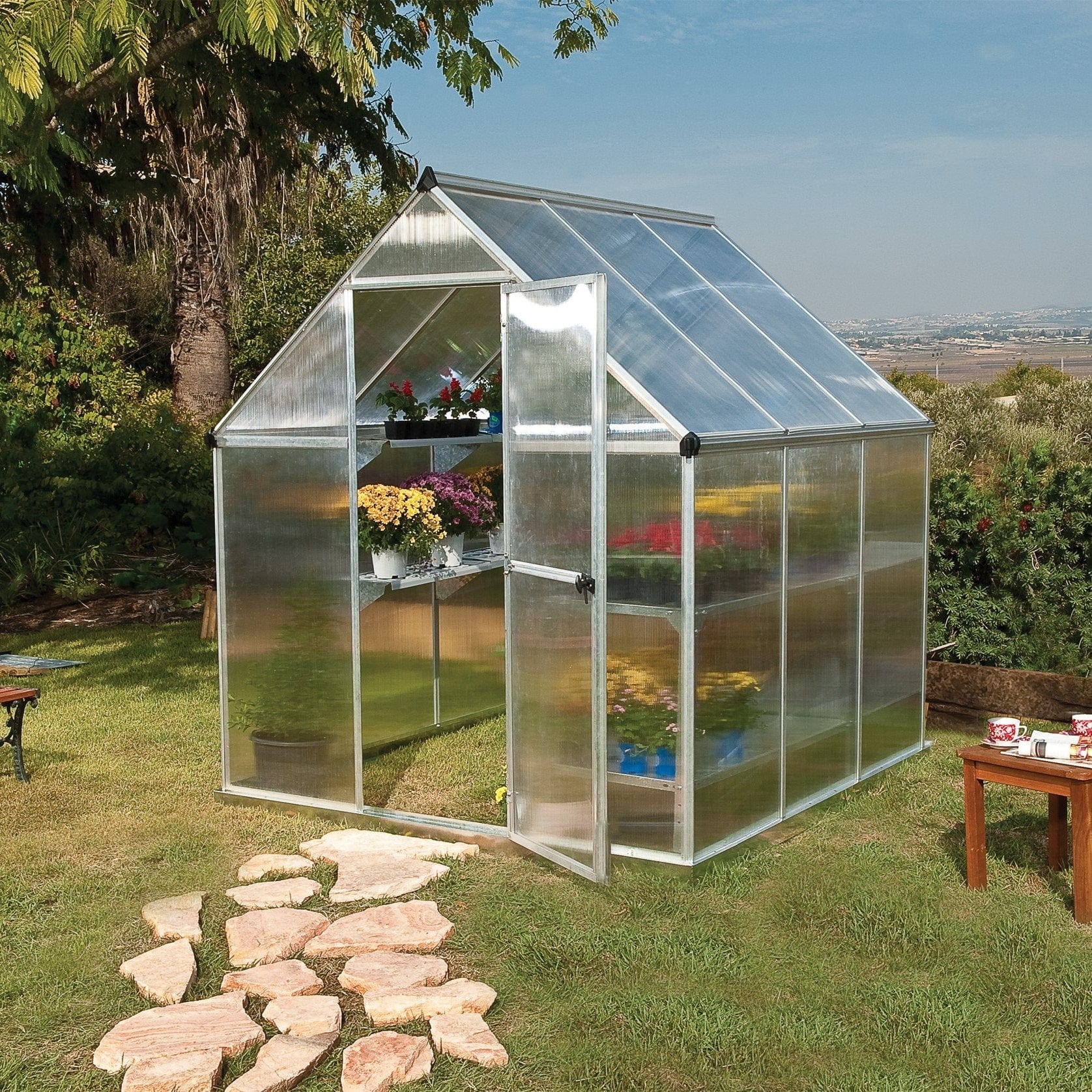 Palram - Canopia | Mythos Greenhouse Kit - 6 Ft Wide - Silver With 4mm Twin-wall Polycarbonate Glazing - Image 8