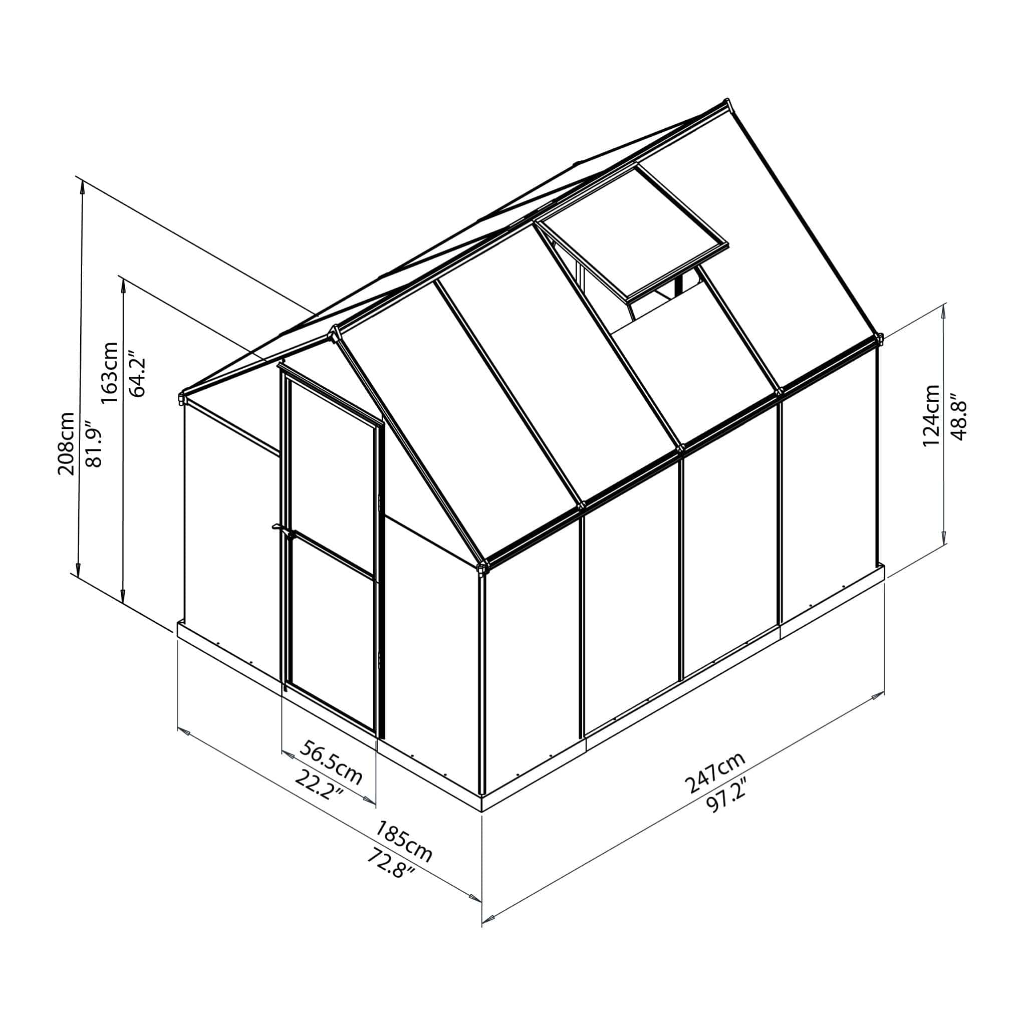 Palram - Canopia | Mythos Greenhouse Kit - 6 ft Wide - Green With 4mm Twin-wall Polycarbonate Glazing - Image 15
