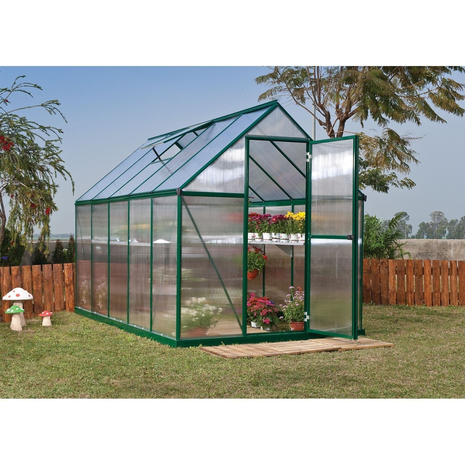 Palram - Canopia | Mythos Greenhouse Kit - 6 ft Wide - Green With 4mm Twin-wall Polycarbonate Glazing - Image 18