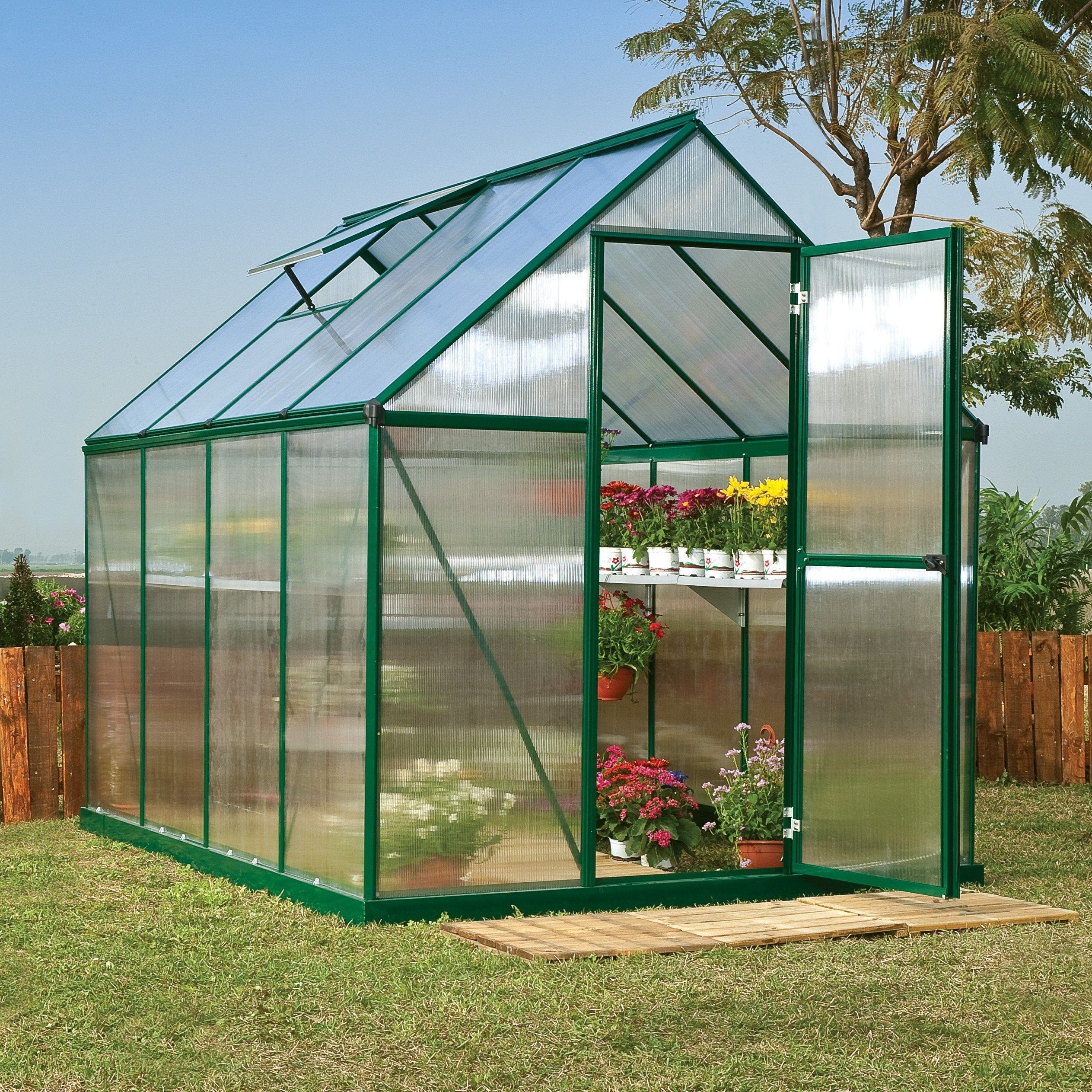 Palram - Canopia | Mythos Greenhouse Kit - 6 ft Wide - Green With 4mm Twin-wall Polycarbonate Glazing - Image 9