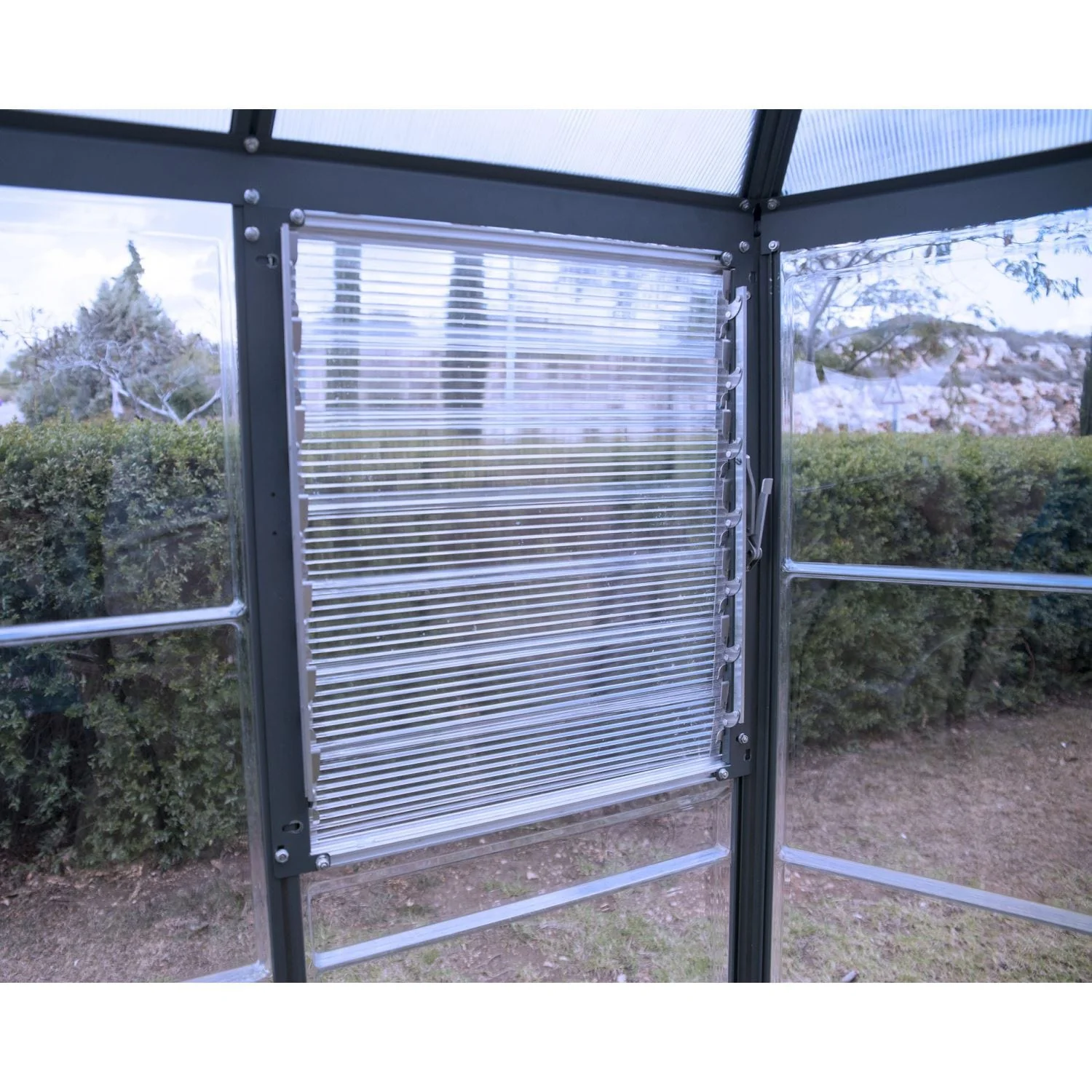 Palram - Canopia | 12x10 ft Oasis Hex Greenhouse Kit - Gray With 0.8mm Polycarbonate Glazing - Image 10
