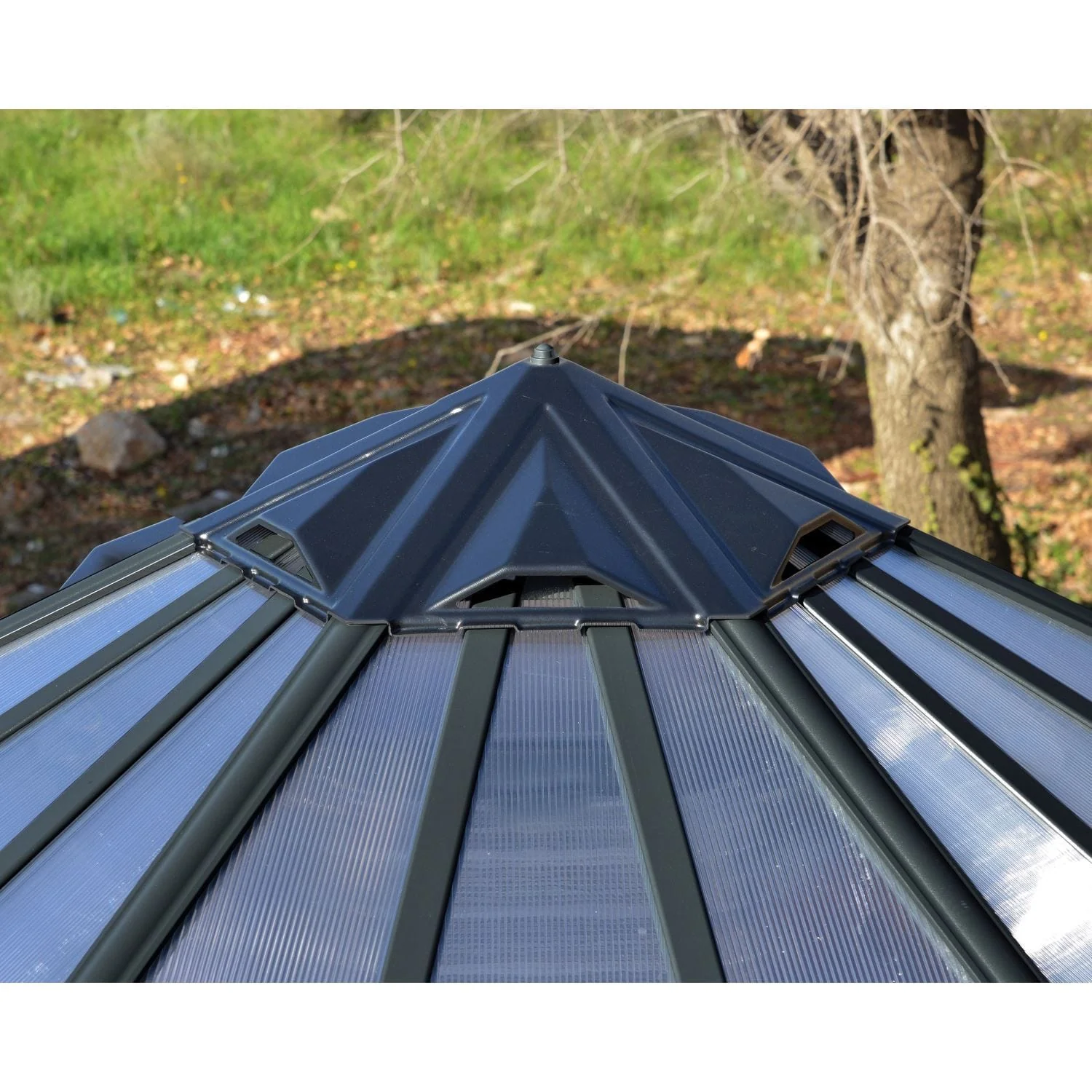 Palram - Canopia | 12x10 ft Oasis Hex Greenhouse Kit - Gray With 0.8mm Polycarbonate Glazing - Image 3