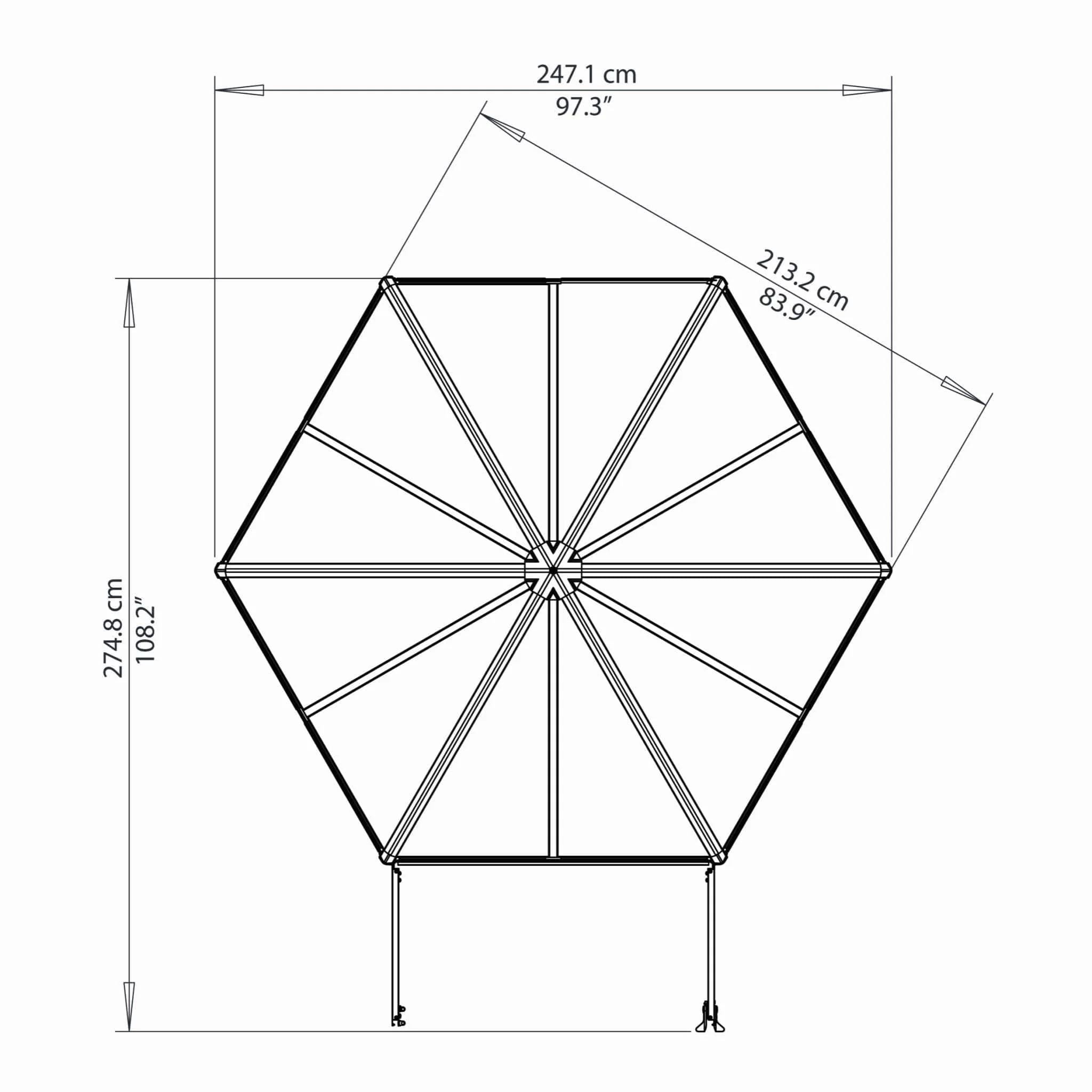 Palram - Canopia | 7x8 ft Oasis Hex Greenhouse Kit - Gray With 0.8mm Polycarbonate Glazing - Image 11