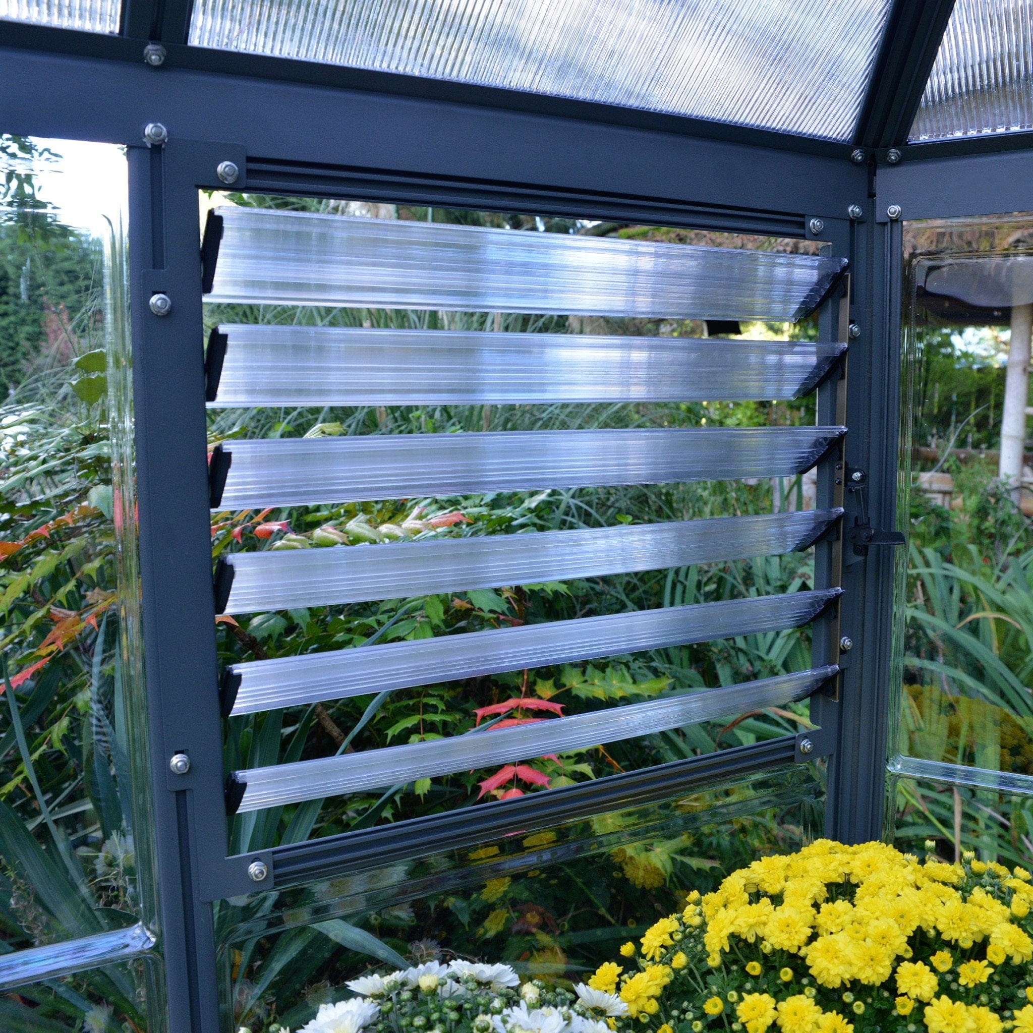 Palram - Canopia | 7x8 ft Oasis Hex Greenhouse Kit - Gray With 0.8mm Polycarbonate Glazing - Image 6
